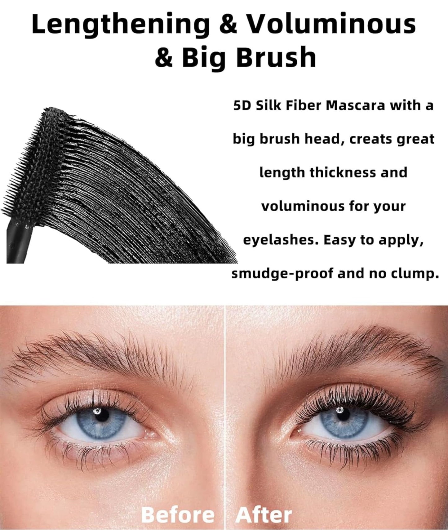 MAEPEOR 5D Silk Fiber Mascara Fuller & Voluminous Colored Eyelash Natural Waterproof Smudge-proof Mascara