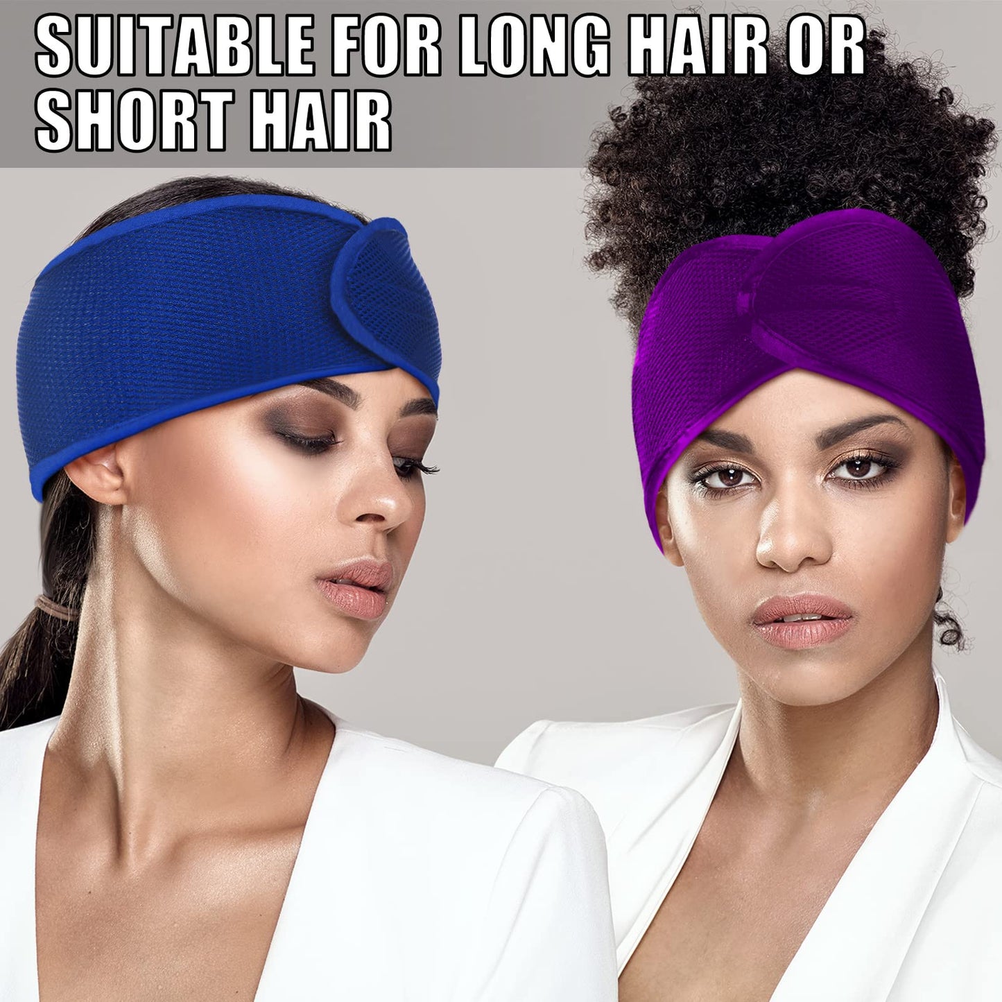 Haysandy 4 Pcs Mesh Hair Wrap for Women Pixie Hair Mesh Wrap Adjustable Pixie Cut Head Band for Sleeping Styling Makeup(Black, Wine Red, Royal Blue, Dark Purple)
