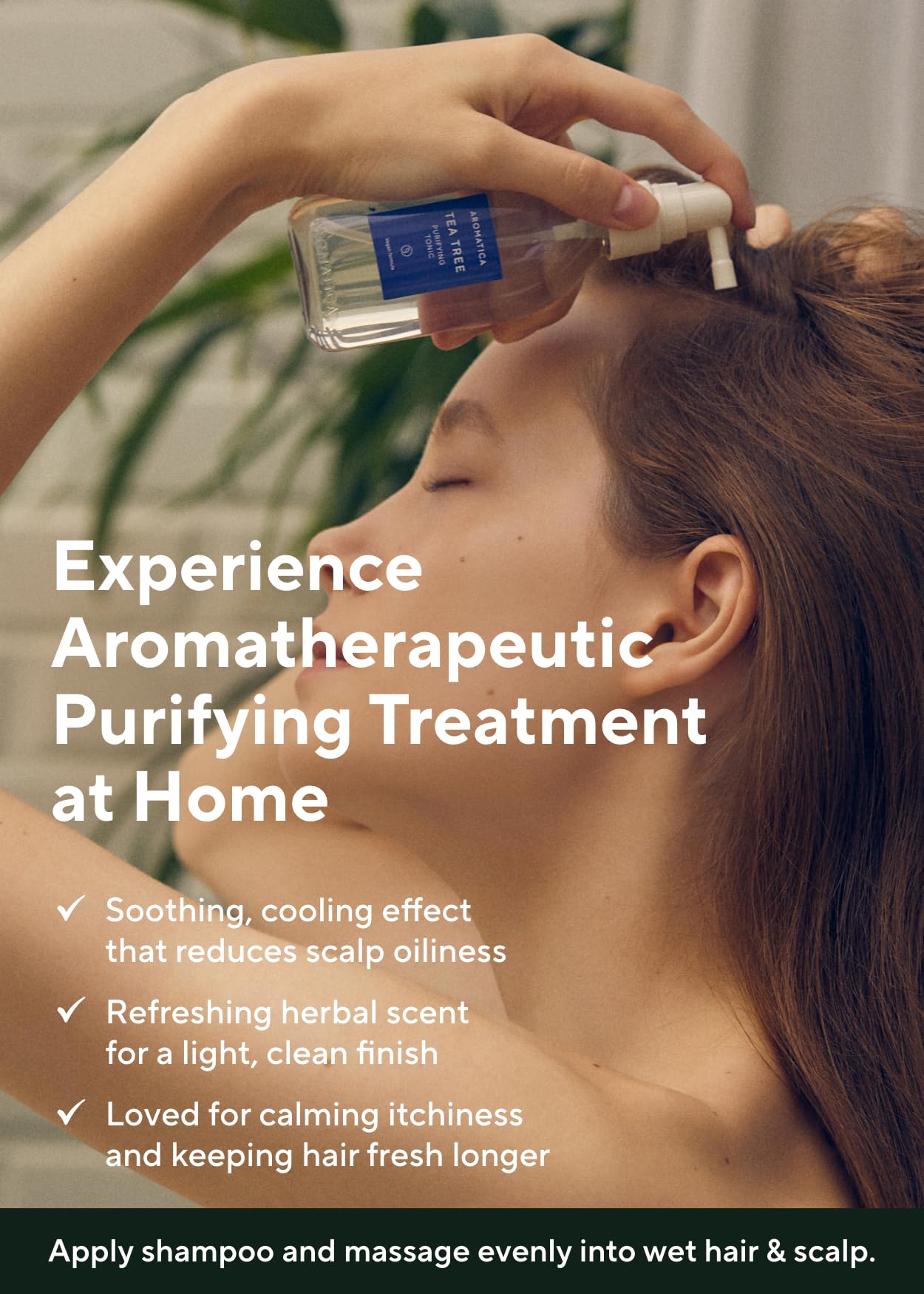 AROMATICA Tea Tree Purifying Tonic, Paraben, Silicone, Sulfate-free | Vegan | Soothing & Cooling Tonic for Your Scalp Treatment | Hair Nourishing | Natural Ingredients Only (3.38oz)