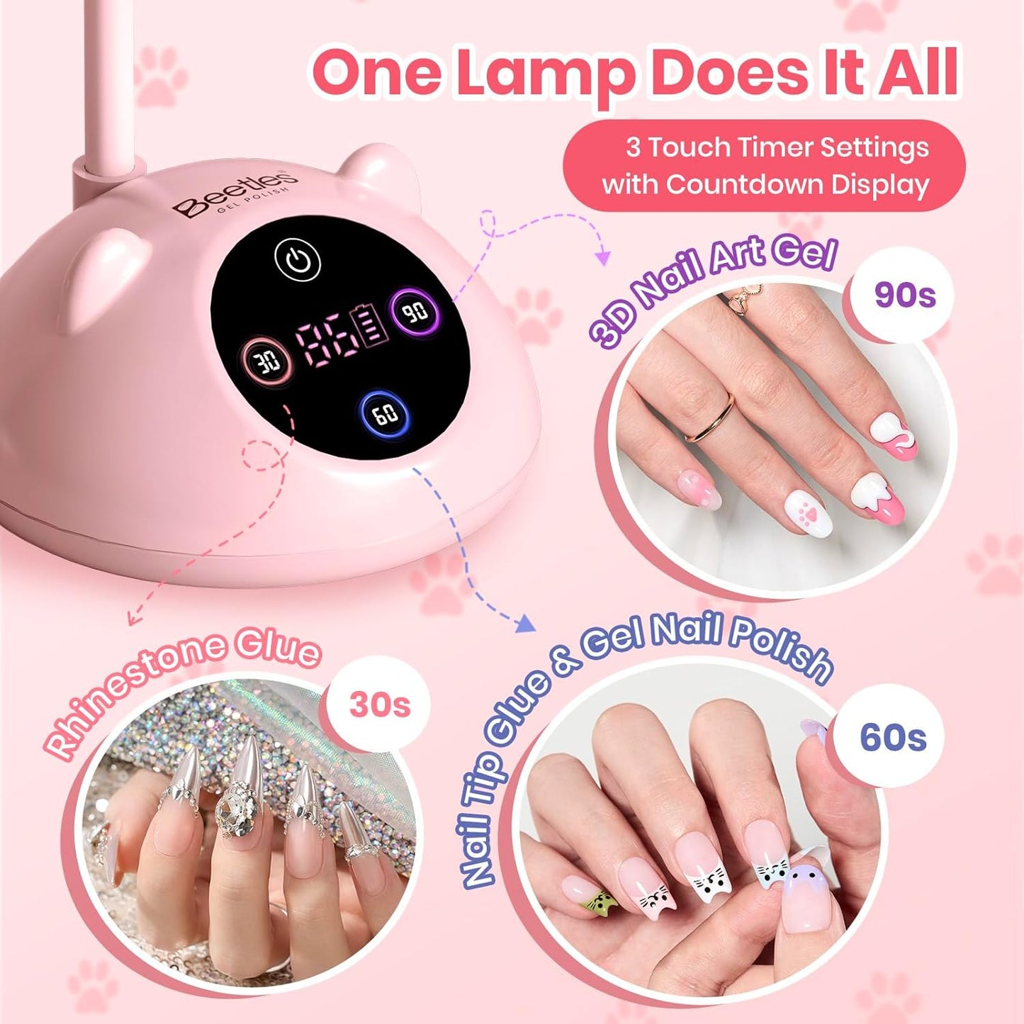 Beetles Gooseneck Flash Cure Nail Lamp - Cordless UV Nail Dryer with Smart Sensor | 2000mAh Rechargeable, 36 mW/cm²
