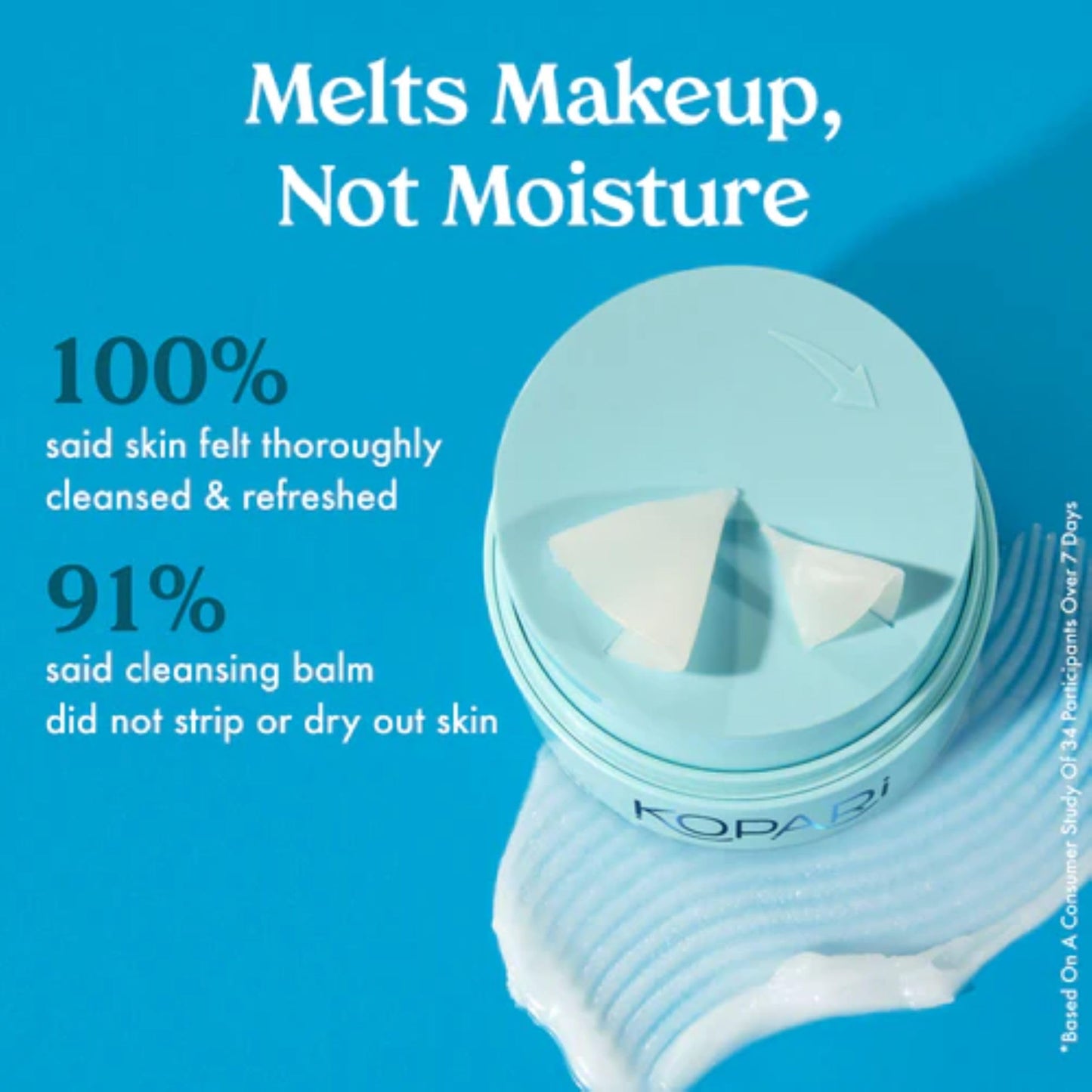 Kopari Ceramide Grinding Cleansing Balm Face Cleanser & Makeup Remover with Ceramides, Vitamin E & Sea Buckthorn Oil, Moisturizing Twist-Up Balm for Sensitive, Dry, or Oily Skin, 1.7oz