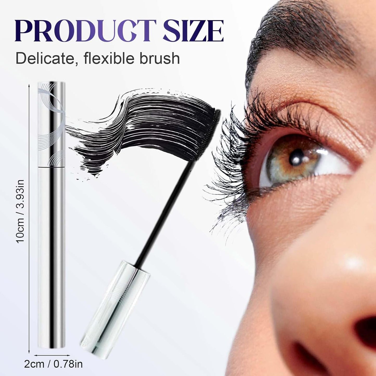 Iron Mascara - 3D Curling & Volumizing Waterproof Mascara | Black, Washable, Smudge-Proof for Lengthened Lashes