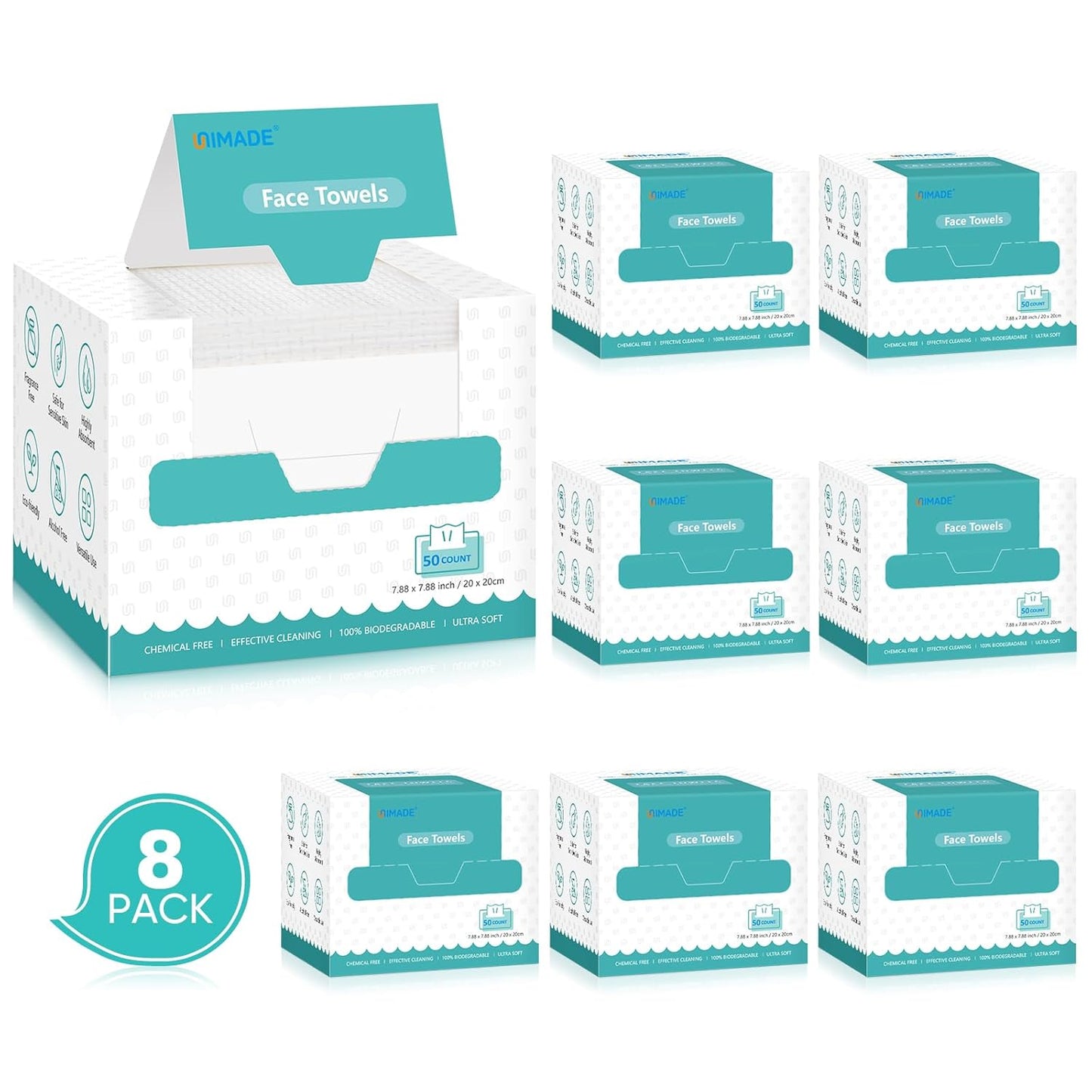 Disposable Face Towels - Ultra Soft Lint-Free Makeup Remover Wipes | 200 Count for Sensitive Skin - 4 Boxes