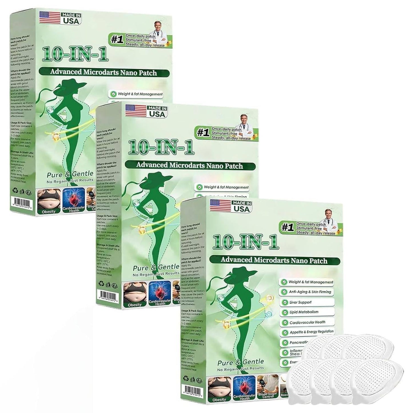 Moringa Berberine Patch - 10-in-1 Nano Microdarts for All Skin Types | 3 Boxes