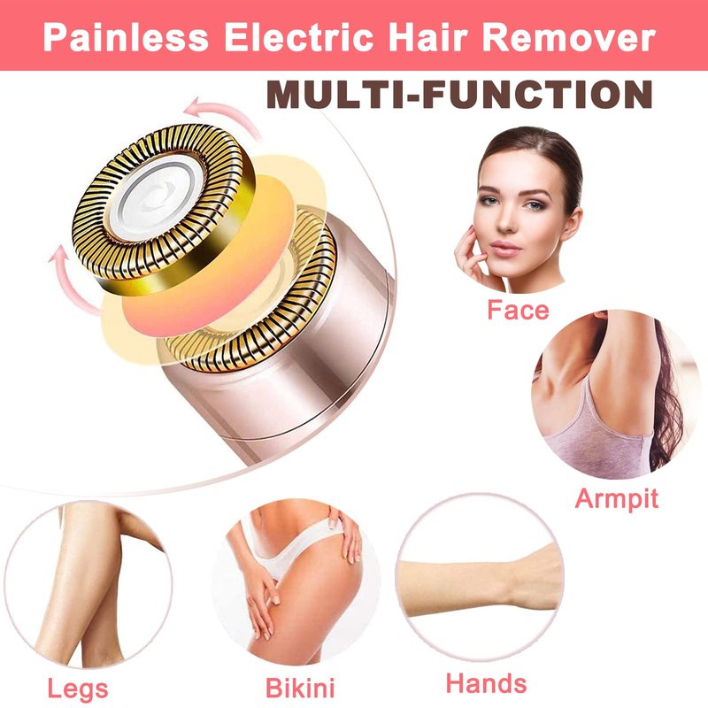 LAIKME Facial Hair Removal for Women, Mini Hair Remover, Electric Razor Shaver Portable Bikini Epilator for Lips, Chin, Armpit, Peach Fuzz, Fingers, Neck, Cheek and USB Rechargeable (White)