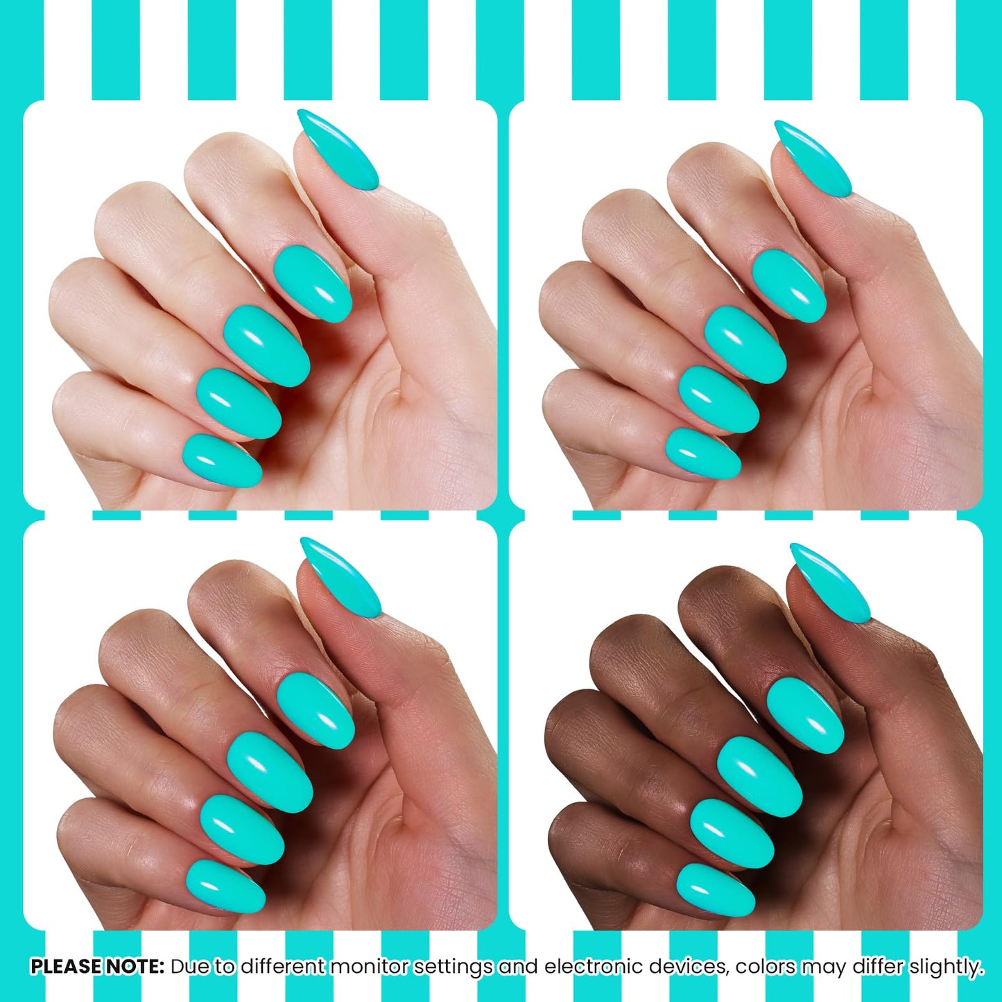Beetles Teal Gel Polish - Beetles Summer Voyage Ocean Shade Summer Nails Art, Neon Teal Gel Nail Polish, Same Color Bottle, Soak Off UV Lamp Neon Nails Art, Long-Lasting Manicure Salon DIY for Holiday