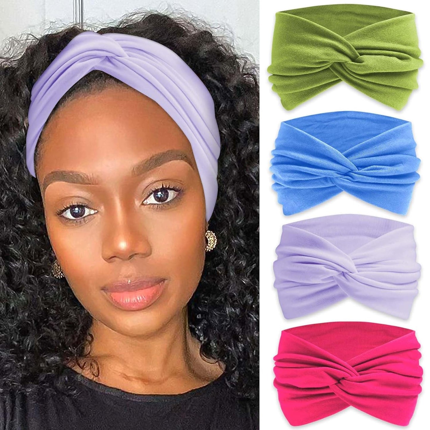 Bandana Headbands for Women - Large Turban Wraps | Knotted Criss Cross Design, Perfect for Workouts