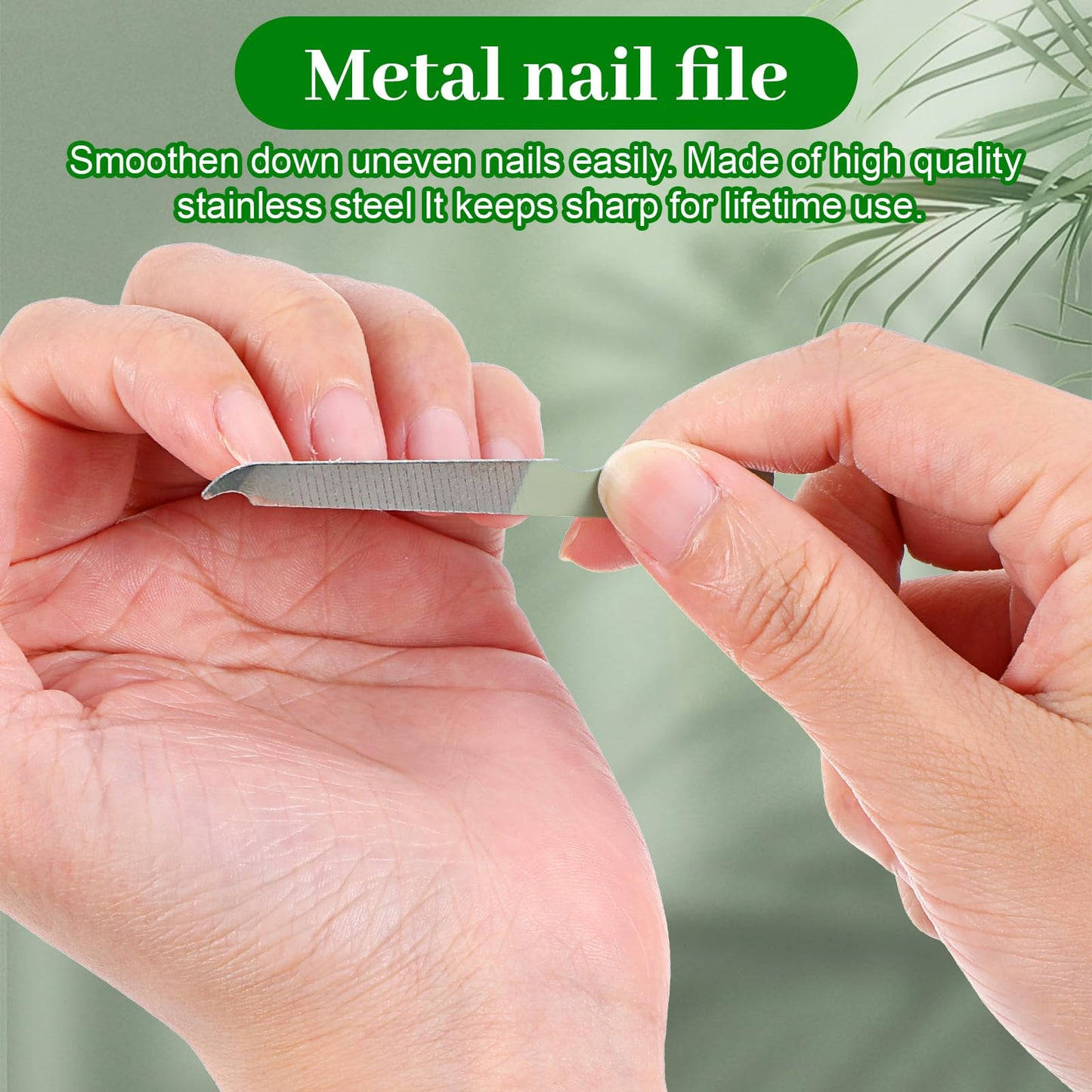 Nail Clippers Kit 12pcs Professional Travel Manicure Kit With Green Pu Leather Case, Premium Stainless Steel Fingernail & Toenail Clippers Travel Manicure & Pedicure Grooming For Women Men Home