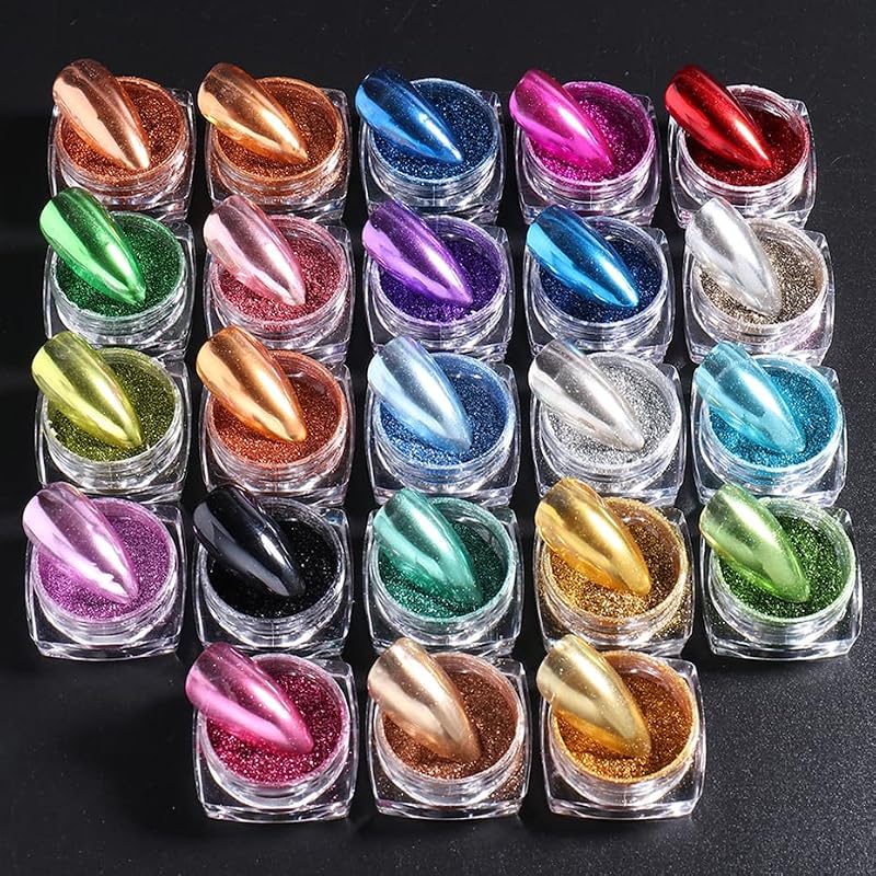 Metallic Mirror Chrome Nail Powder Set - 23 Colors Chrome Nail Art Powder