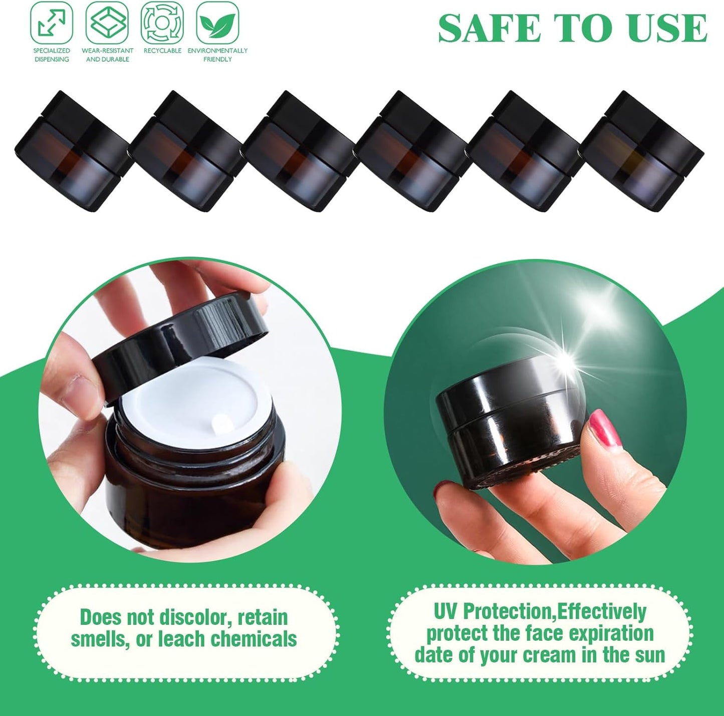 Amber Glass Jars Set - 120 Pcs 5g with Black Lids & Labels | Ideal for Storing Scrubs, Lotions & Bath Salts
