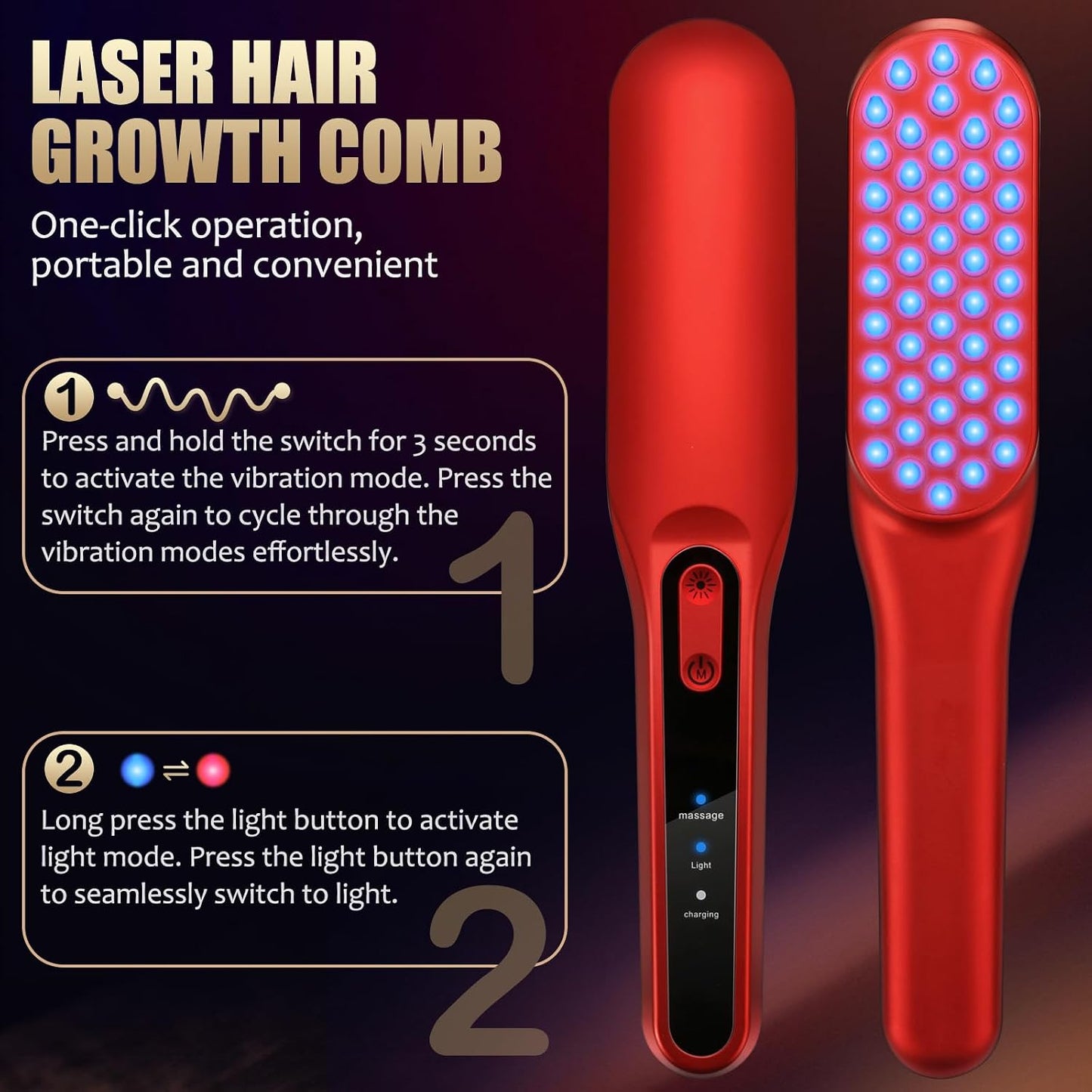 Laser Hair Growth Comb - Red Light Treatment for Men & Women | 1 Piece