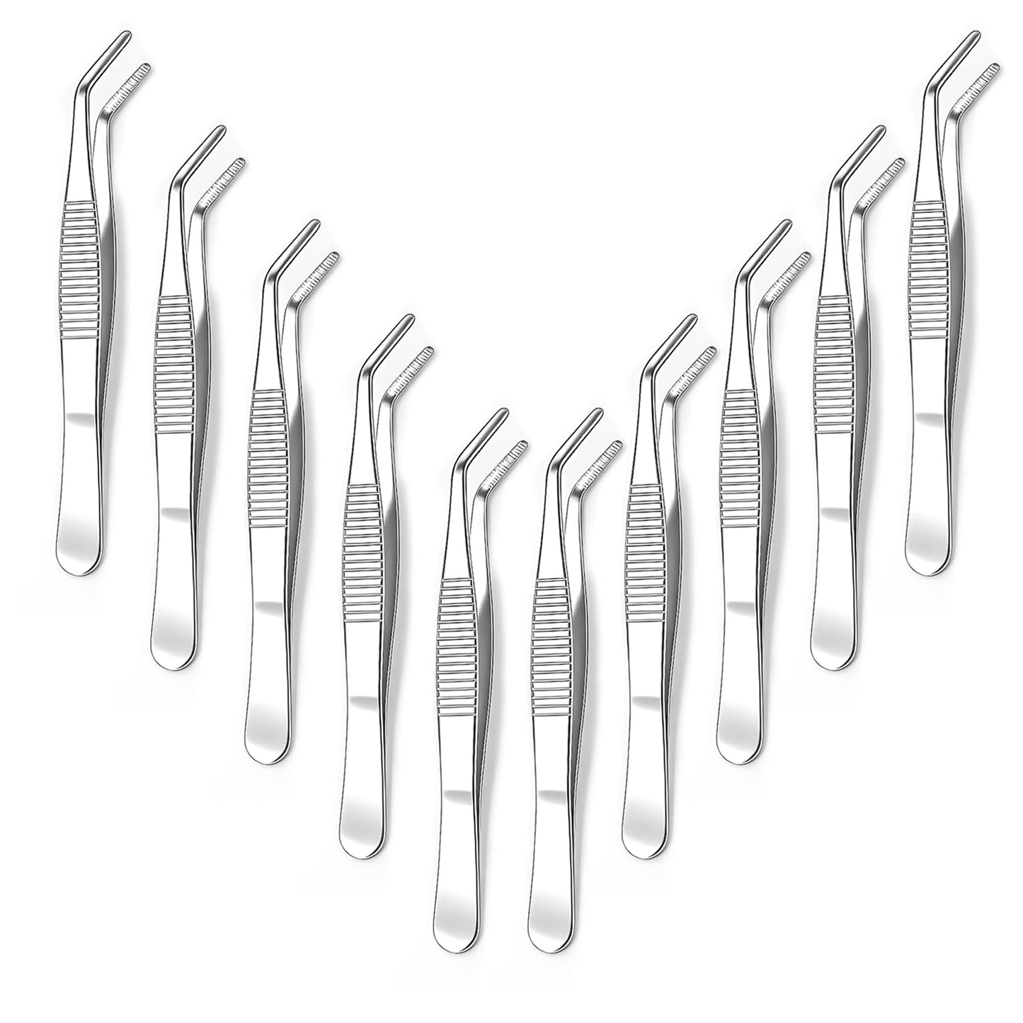 10Pack Stainless Steel Tweezers with Curved Tip Curved Serrated Tip Multipurpose Forcep for Craft, Sewing Machine, DIY Crafts, Jewelry Making, Electronics Repair, Precision Work & Hobby Project