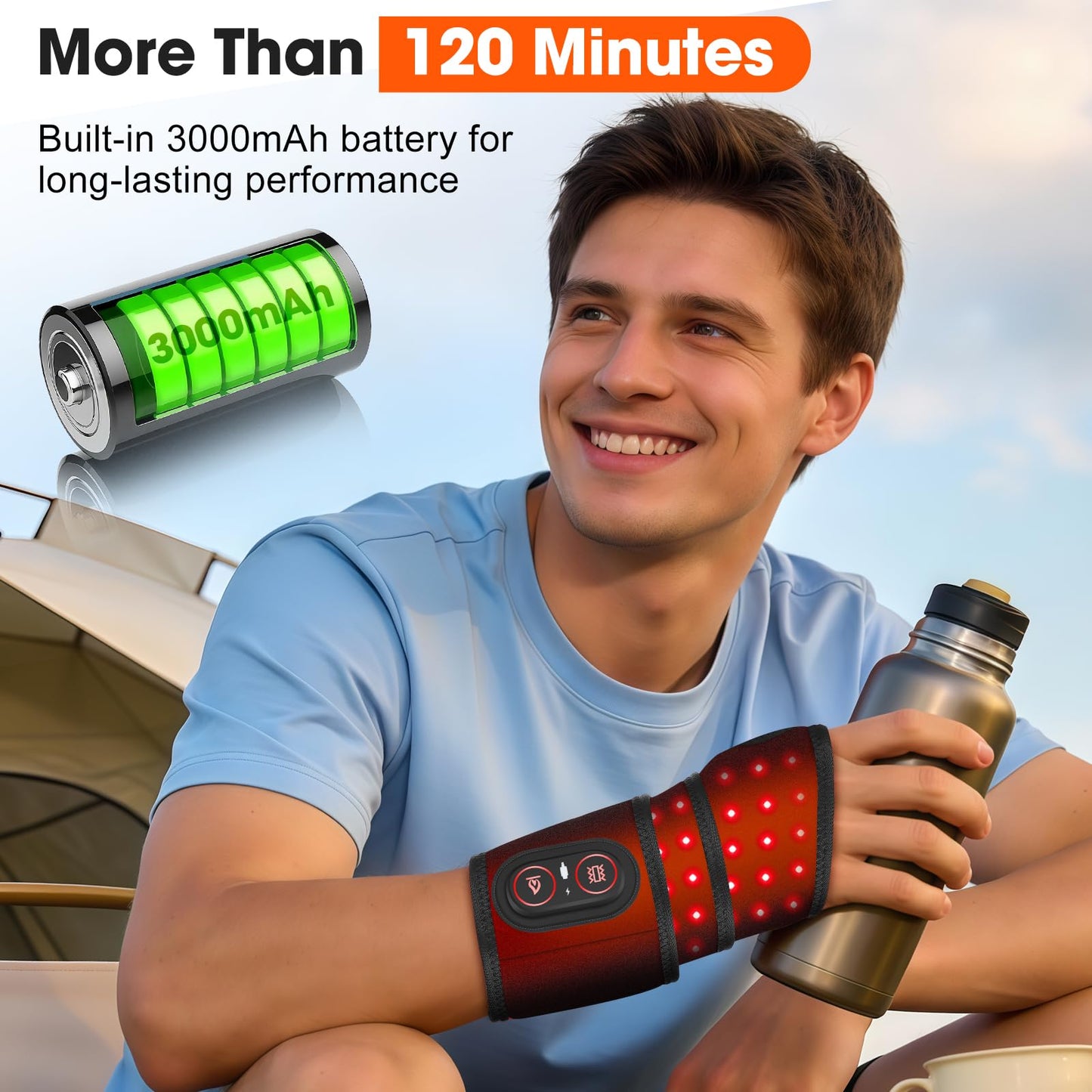 Cordless Wrist Hand Heating Pad Massage for Carpal Tunnel with Red Light, Hand Arthritis, Wrist Pain Relief, Heat Wrap Pad with 3000mAh Battery, Wrist Massager Vibration and Adjustable Heat Settings