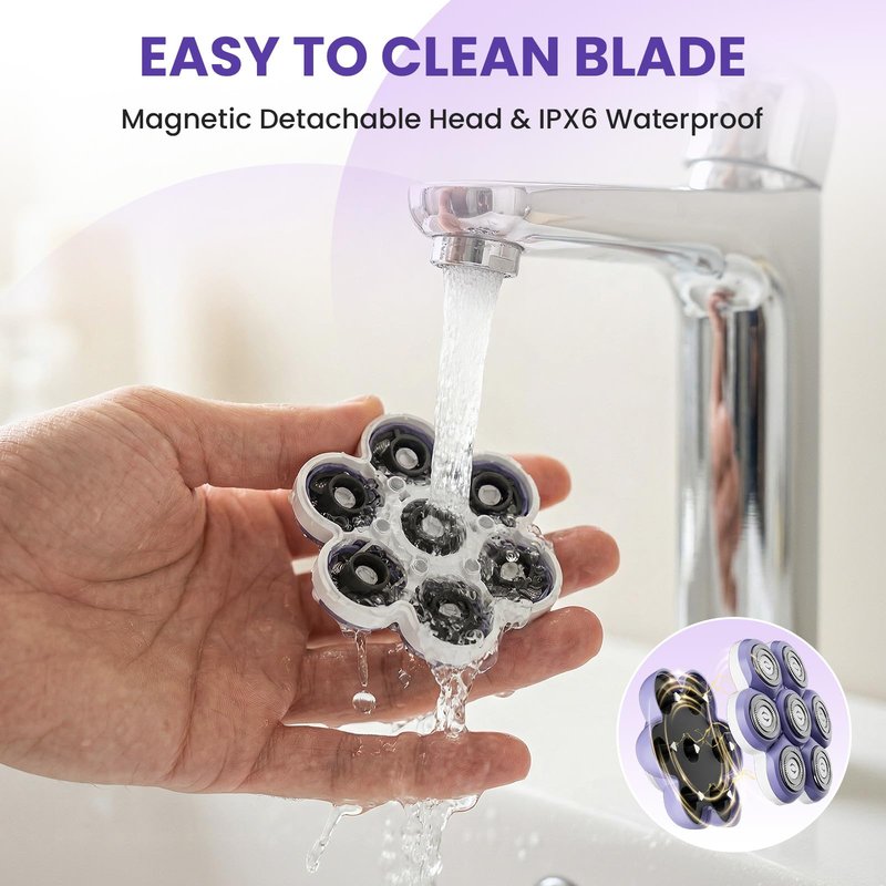 Bartrimber 7D Replacement Shaver Head: Magnetic Floating Blade for Women Electric Razor, Painless & Wide-Area Smooth Shave, Waterproof Washable Durable Design, Compatible with FK-8608 (1 Pack)