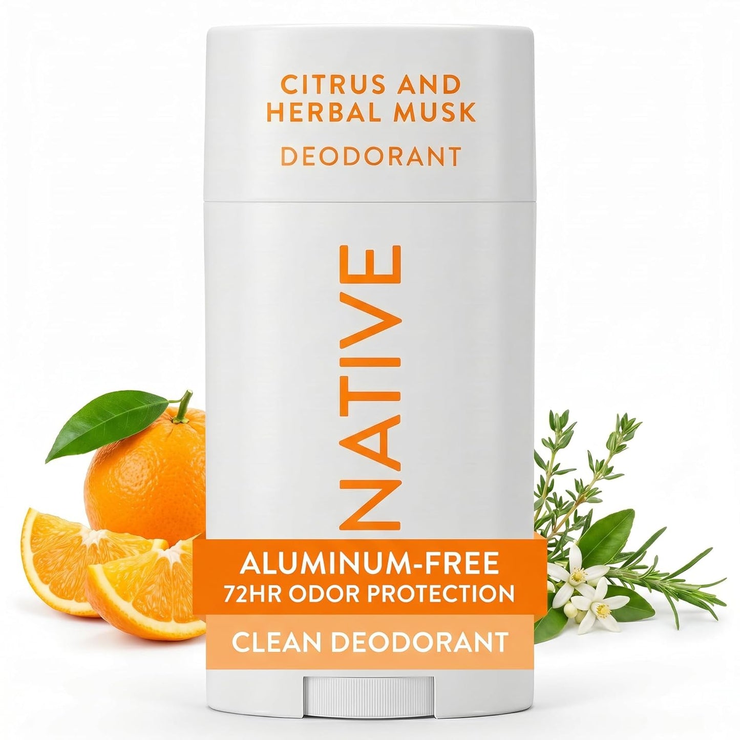 Native Deodorant - Aluminum-Free Grapefruit & Bergamot | 72-Hour Odor Control, 2.65oz for Men & Women