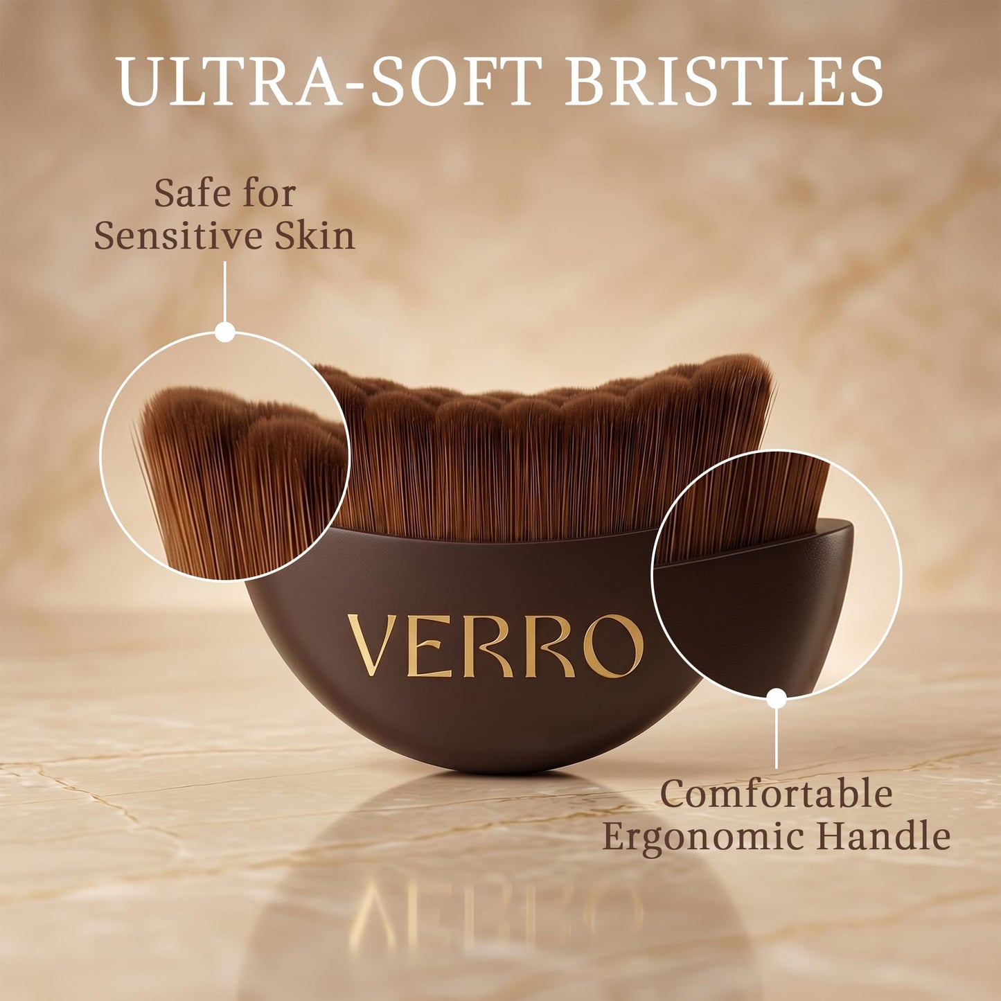 VERRO Lymphatic Face Brush Set (2 Pack) – Facial Dry Brush for Face Sculpting, Lymphatic Drainage & Puffiness Reduction, Ultra Soft Bristles, Individually Sealed + Travel Cases (Brown)