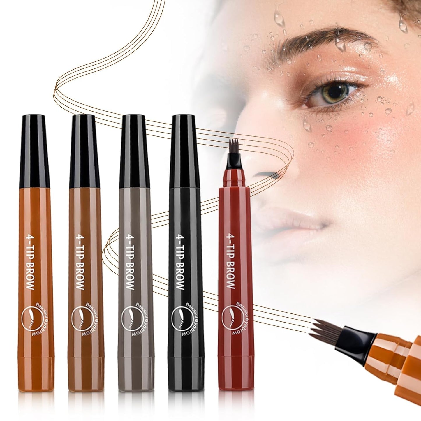 Microblading Eyebrow Pencil - 2026 Upgraded Contouring Tool with Micro-Fork Tip | Premium 3D Waterproof, Dark Brown