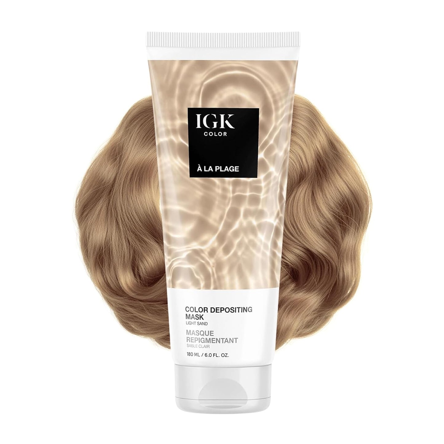 IGK A La Plage Hair Gloss - Light Sand Blonde Color Depositing Mask | Boost Shine & Refresh Color | Vegan | 6 oz