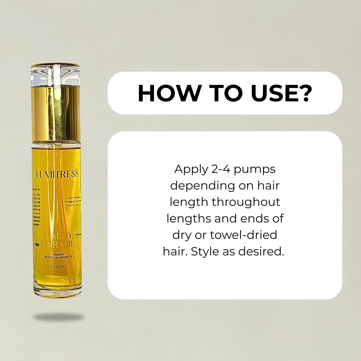 Lumitress Luxury Hair Oil, Leave-in Treatment, Frizz Control, Split End Repair