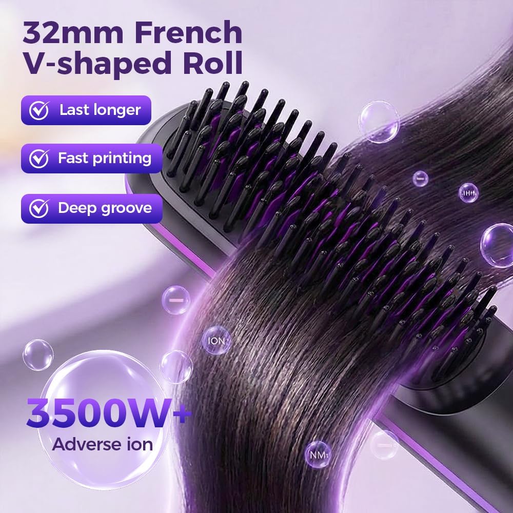 Cordless Straightening Brush for Short Hair - 2026 Upgraded Ionic & Ceramic Design with Fast Heat, 3 Temp Settings | USB-C Rechargeable (Blue)