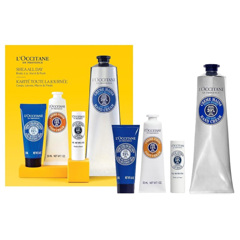 L'OCCITANE Shea Body Skincare Gift Set - Ultra Rich Cream, Hand Lotion, Foot Balm | Nourishing Hydration for Dry Skin