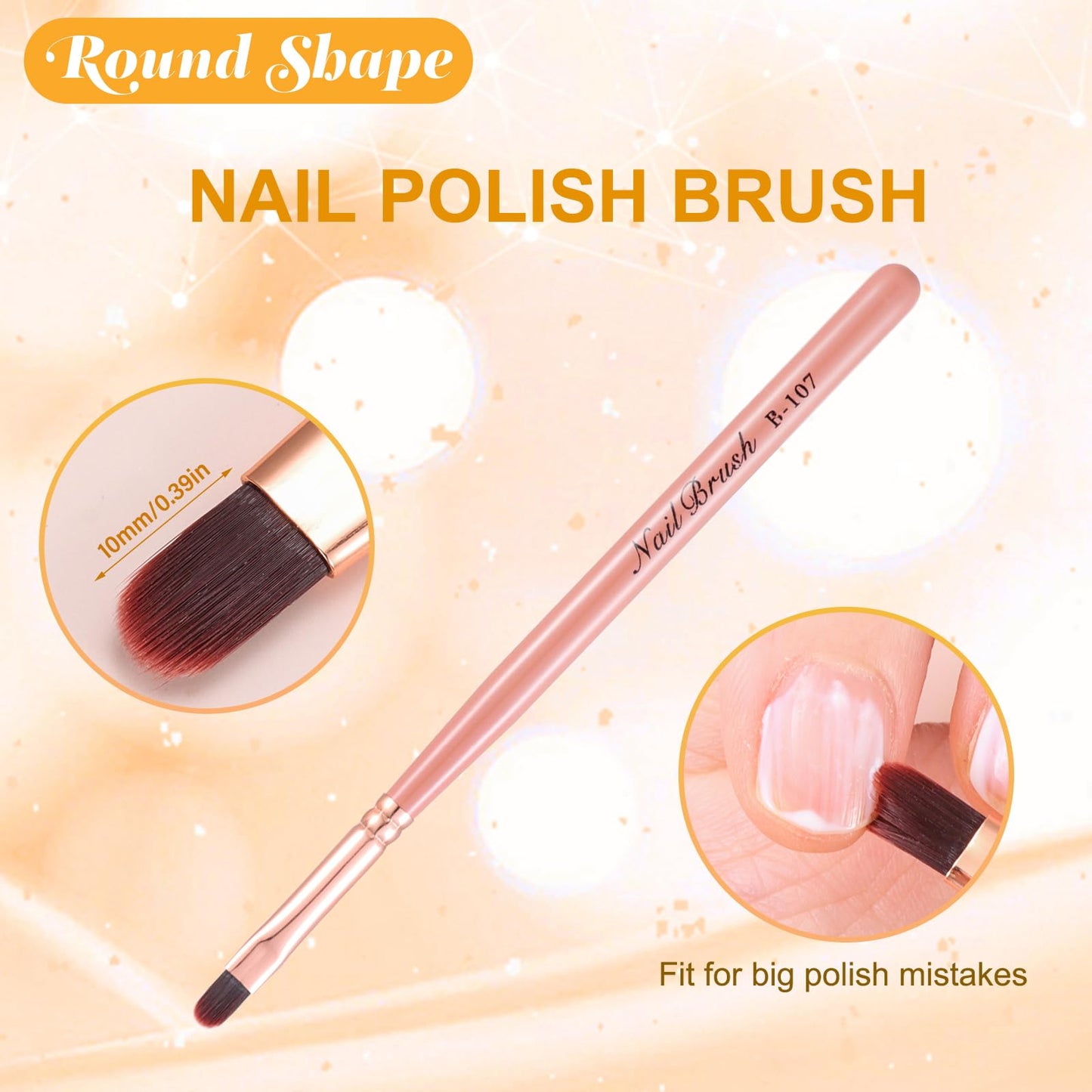 INENK Nail Art Clean Up Brushes,Nail Brushes for Cleaning Polish Mistakes on the Cuticles, Acetone Resistant Nail Brush, Fingernail Cleaning Brushes for Nail Art and Designs (Pink)