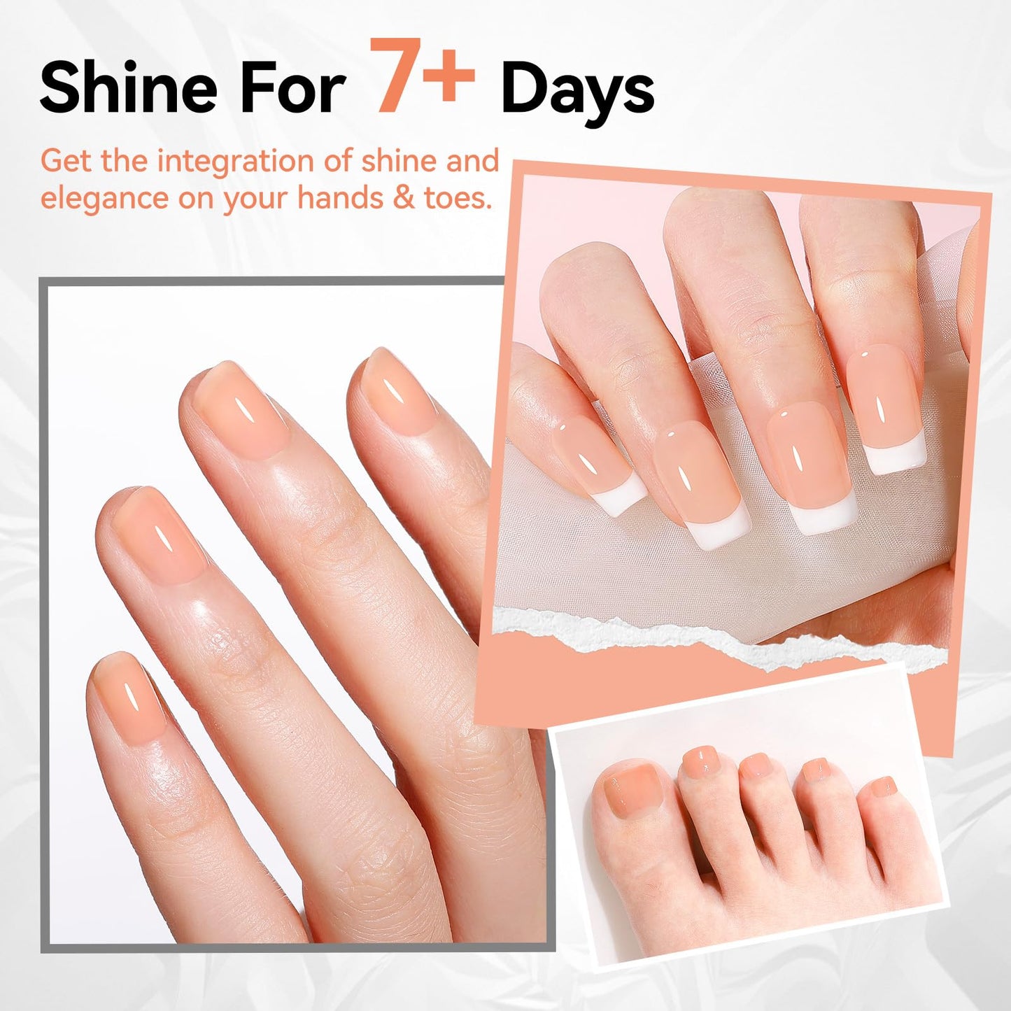 Nailshion Jelly Nail Polish Sheer Peachy Nude, Air-Dry & Non-Gel