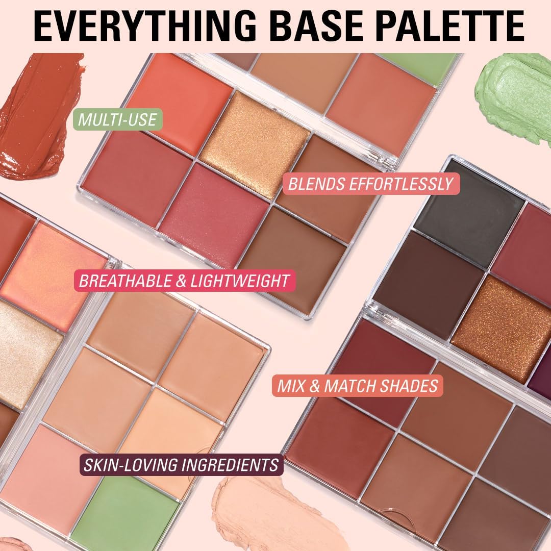 Revolution Everything Base Face Icon Palette - Multi-Use Cream Contour, Concealer & Highlighter | Vegan, Light