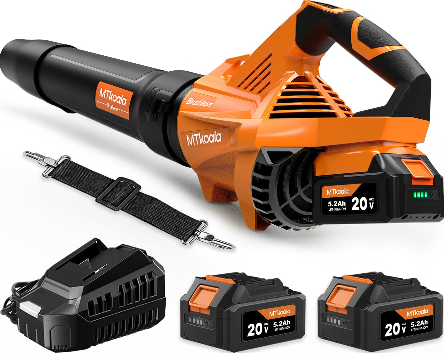 Leaf Blower Cordless, New Upgraded 1200W Brushless Motor Leaf Blower, 700CFM 200MPH with 3 Speed Modes, 160Mins Max Runtime, Handheld Electric Blower for Lawn Care, Yard, Dust & Snow (Orange)