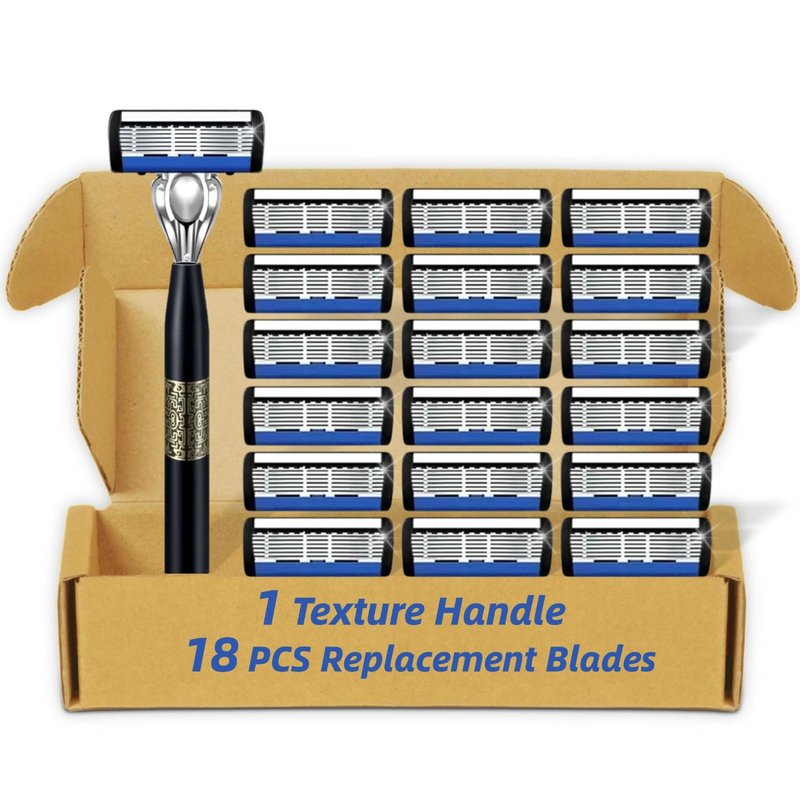 Upgrade7-Blade Razor for Men, Razor Handle & Razor Blade Refills,Safety Razor Collocation Lubrication Strip and Precision Trimmer Bring a Comfortable Shave Experience