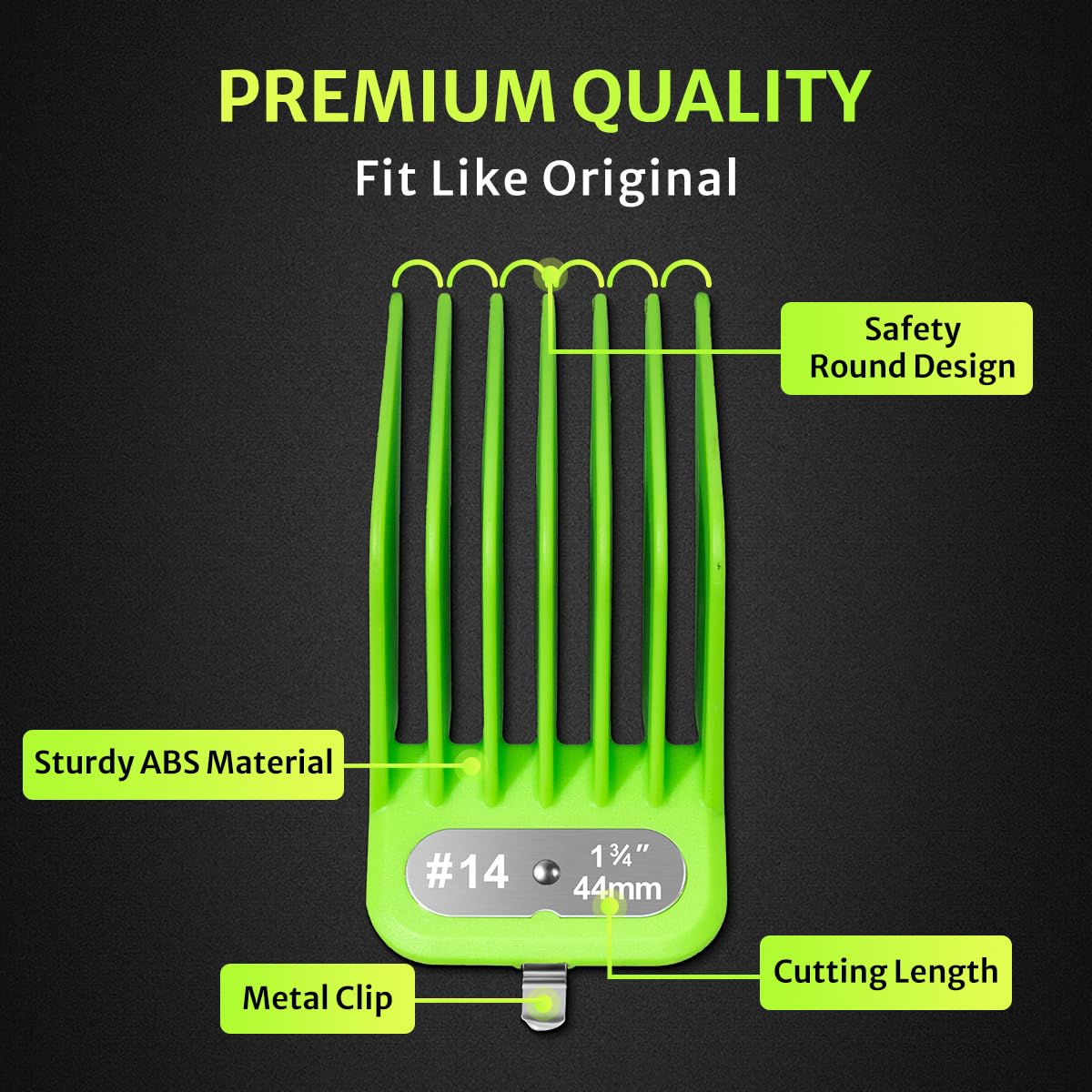 Extra Long Clipper Guards Set - Compatible with Andis & Oster | Sizes #10, 12, 14, 16 (1.25" to 2”)
