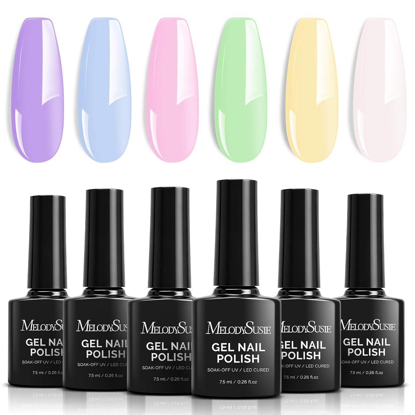 MelodySusie Cat Eye Gel Nail Polish Set - 6 Pcs Glitter Holographic Magnetic Polish | 0.26 Fl Oz Each
