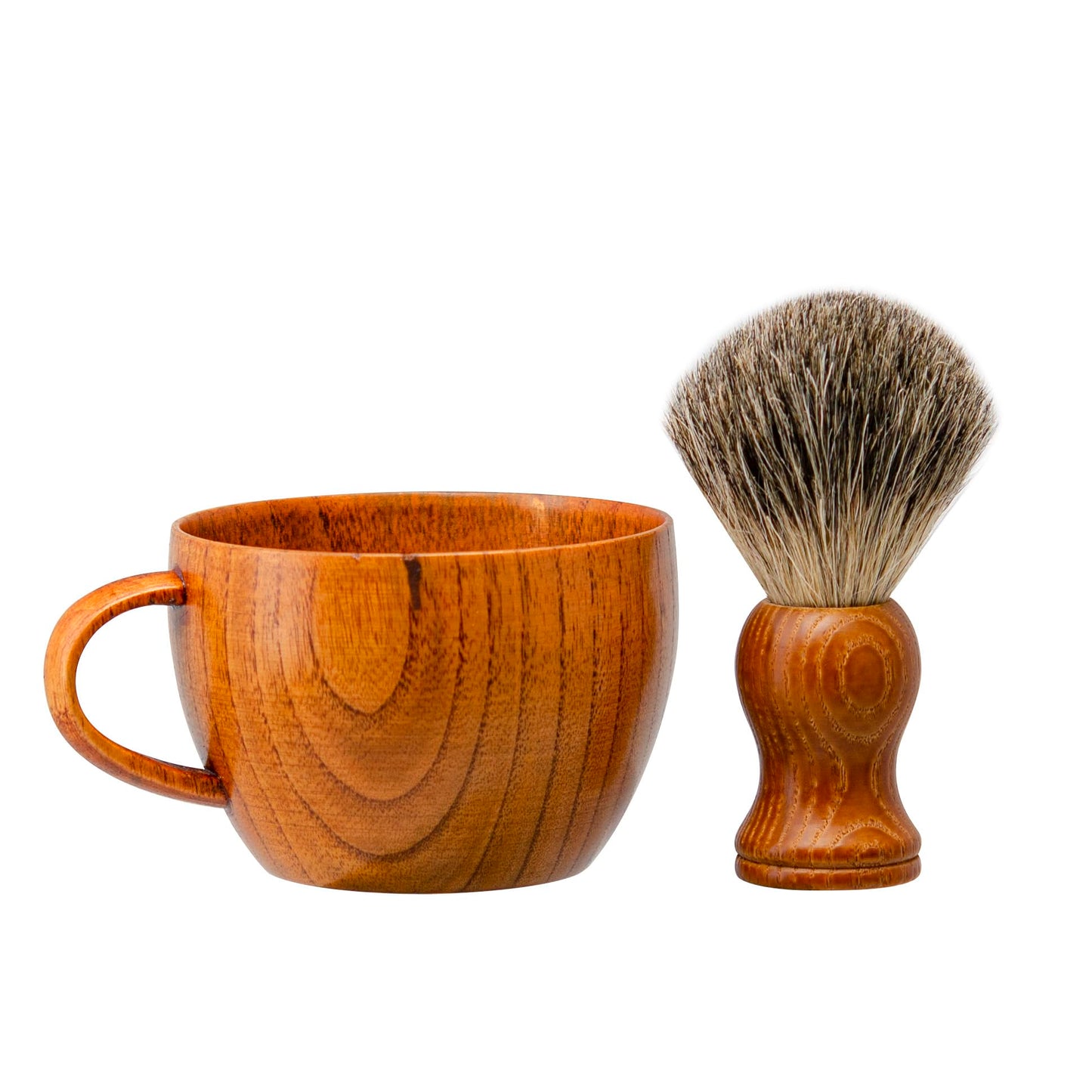 Grandslam Shaving Brush Set Pure Badger Hair Shaving Brush with Solid Wood Handle and Wooden Shaving Soap Bowl for Men Easy to Lather Fits Wet Shaving…