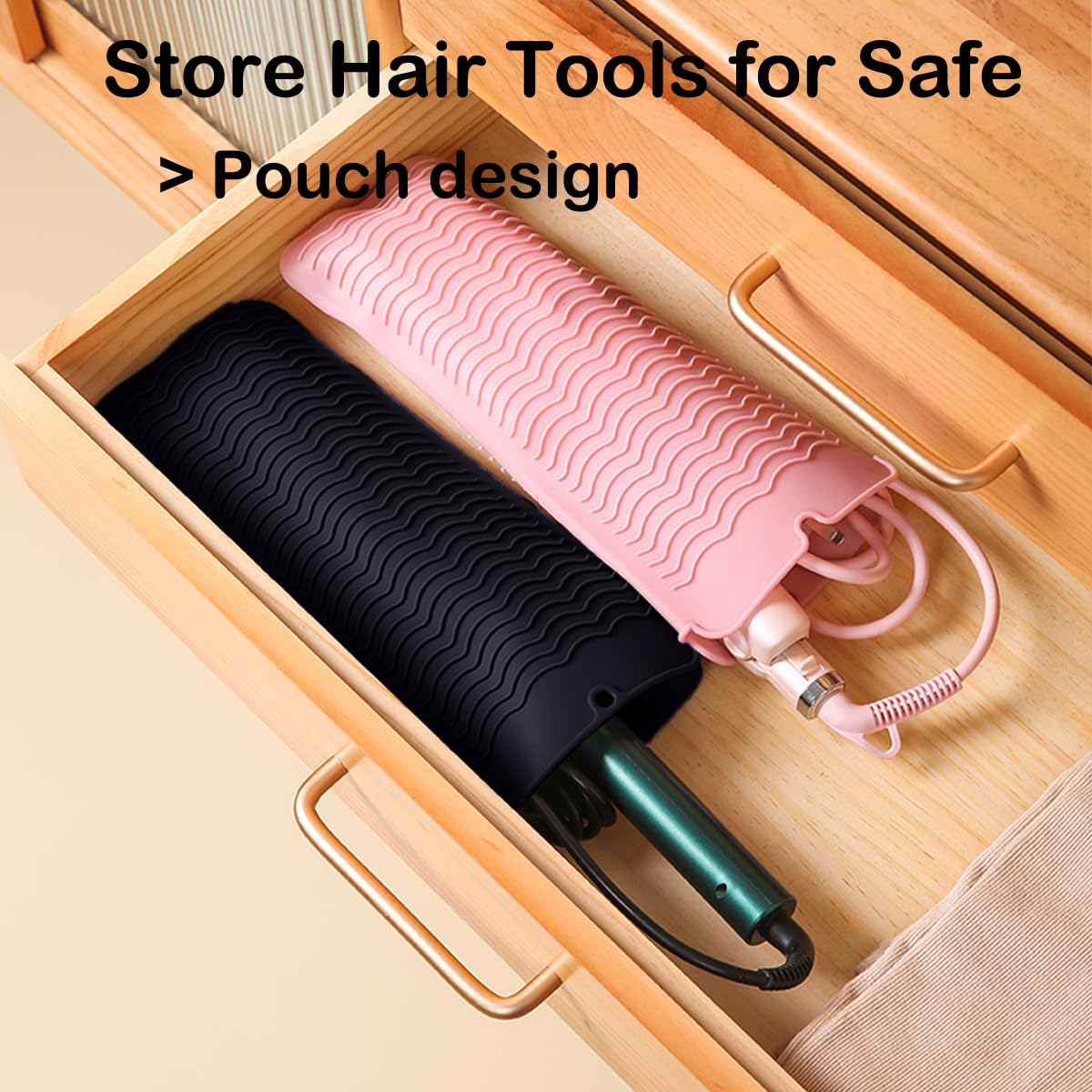 Heat Resistant Silicone Mat - Travel Pouch for Curling & Flat Irons | 11 x 5 in, Black