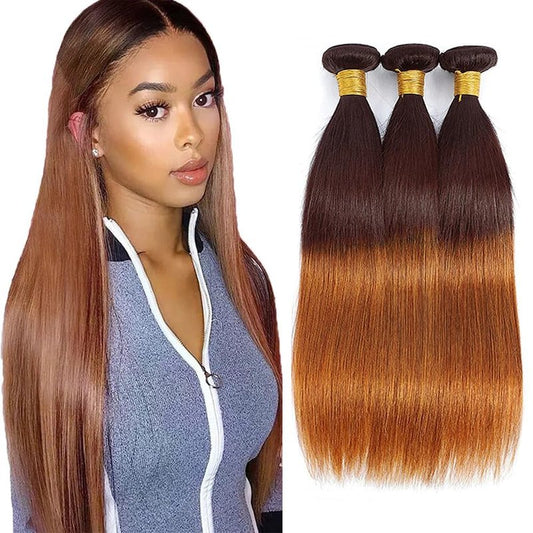 28 30 32 inch GveoXvo #4 Color Bundles Brown Human Hair Bundle Ombre Bundle Human Hair Light Brown Straight Bundles 300g