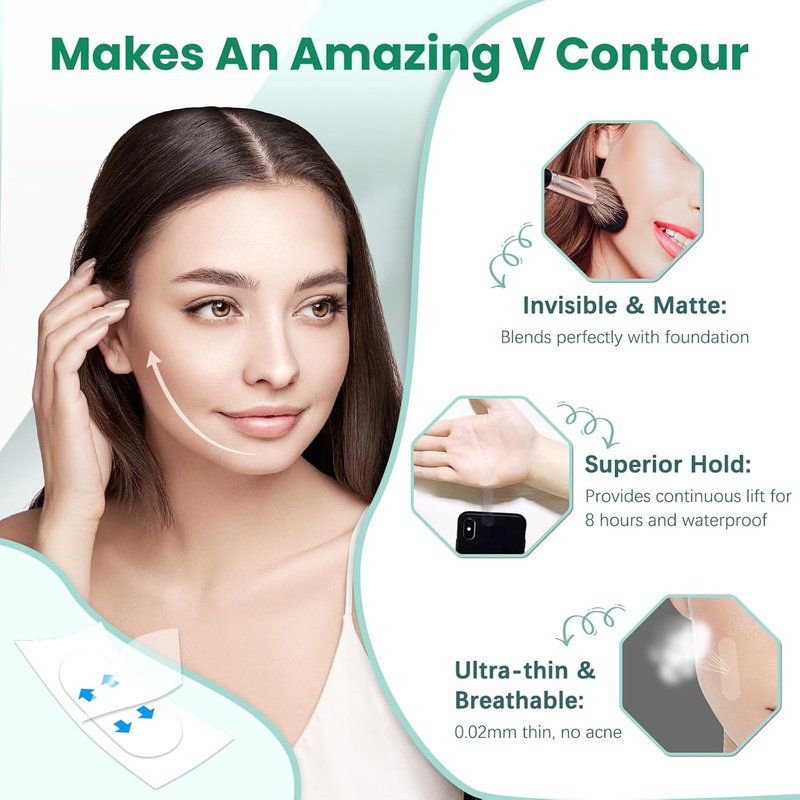 Invisible Face Lift Tape - Instant Neck and Jowl Lifting Patches for Loose Skin | 164 Count
