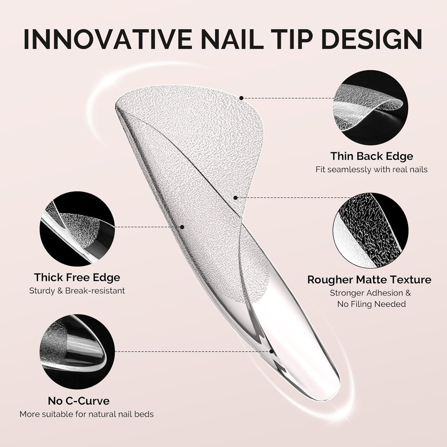 Short Square X Nail Tips - 600 Pcs Clear Acrylic Press-On Nails | Half Matte Full Cover for DIY & Salon Use