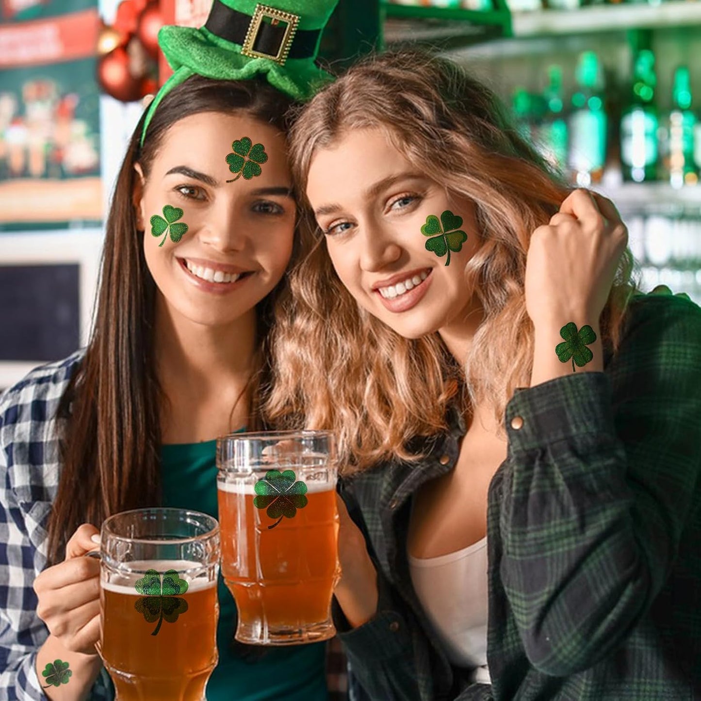 Glitter Shamrock Temporary Tattoos - 40 Pieces for St. Patrick's Day | Kids' Irish Parade Party Favors