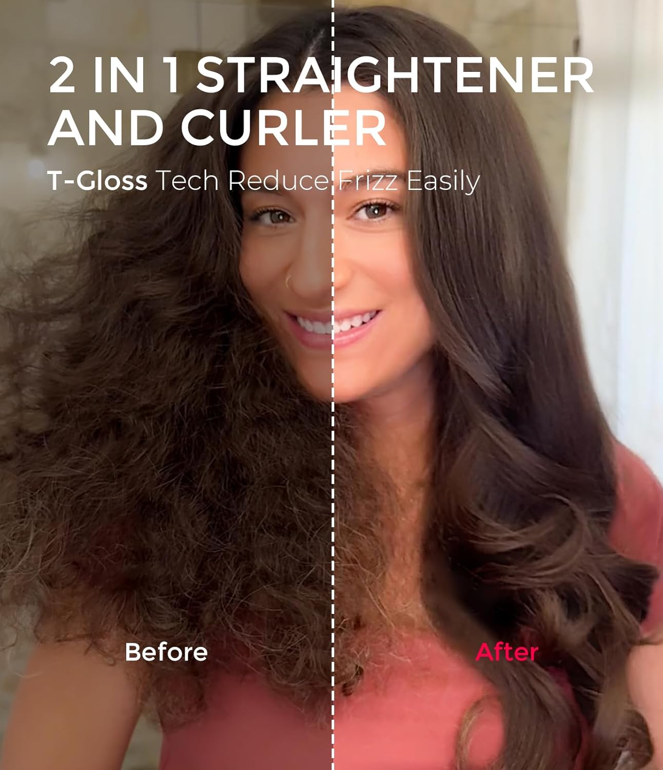 Tymo Thermal Brush - 1.5 Inch Curling & Straightening Tool | Dual Voltage Heated Volumizer in Gold