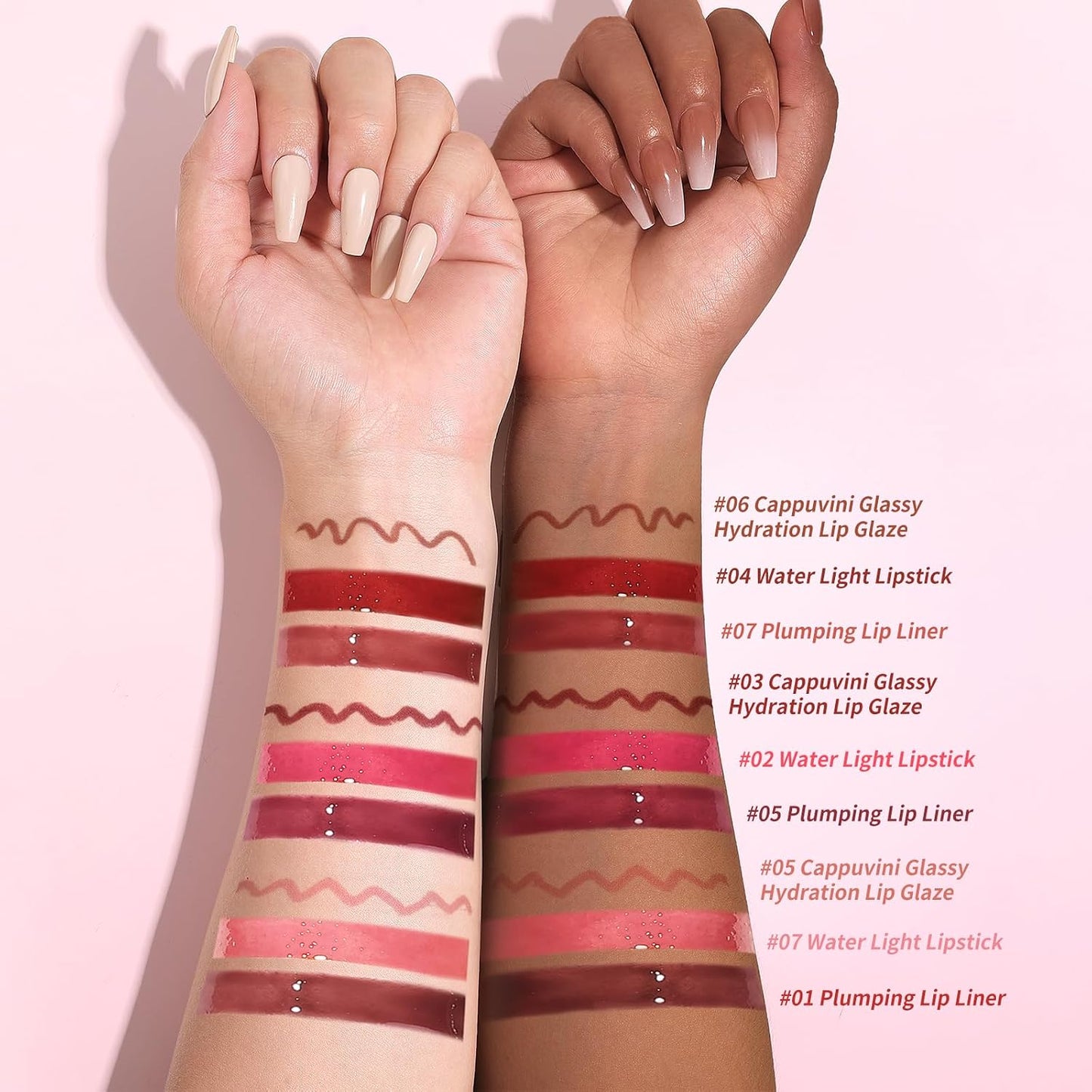 Korean Lip Plumping Kit - 3-Step Waterproof Lip Makeup Set | Non-Sticky, Long-Lasting Satin Finish, Sweet Fig