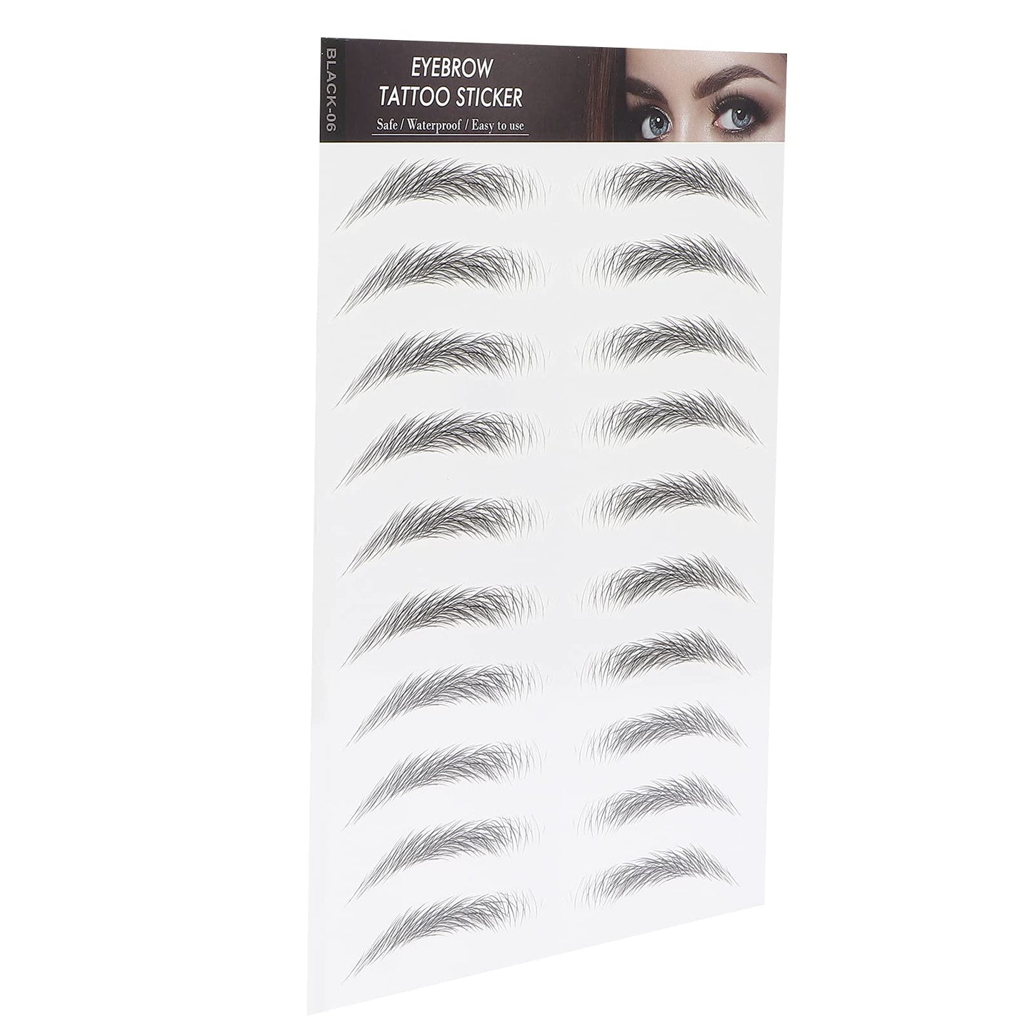 6D Eyebrow Sticker, Hair-Like Authentic Eyebrows, Long Lasting False Eyebrows Makeup Sticker for Women Girls(BLACK-06)