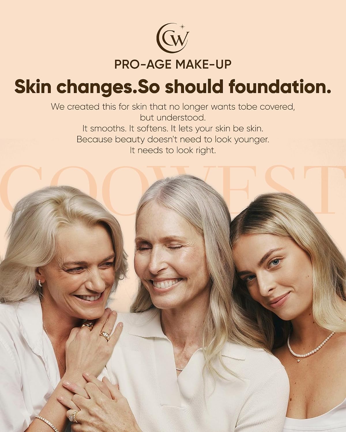 Color Changing Foundation for Mature Skin - 4-in-1 Light to Medium Shade | Hydrating Liquid Makeup, 30ml