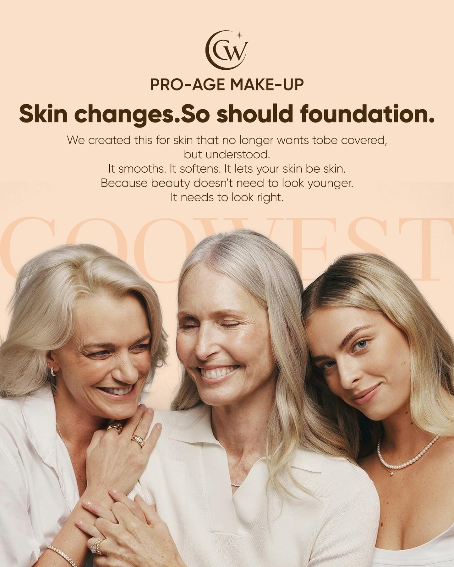 COOWEST Color Changing Foundation for Mature Skin, 4-in-1 Light to Medium Shade-Adapting Skin Tint, Lightweight Hydrating Coverage Liquid Foundation Makeup, Smooth & Blur Finish, 30ml