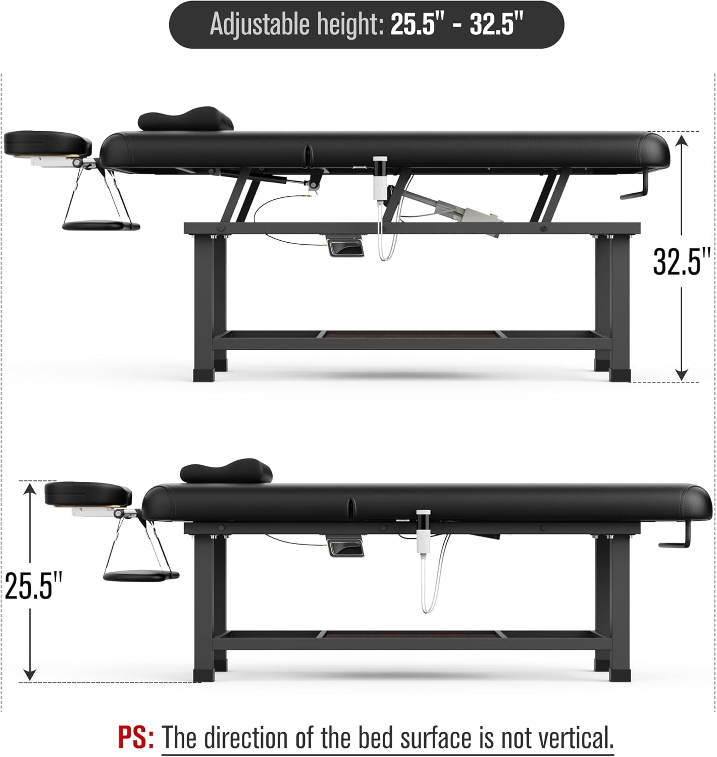 Olela Electric Massage Table - Heated Function with Electric Lift & Adjustable Backrest | Spa Treatment Table with Storage