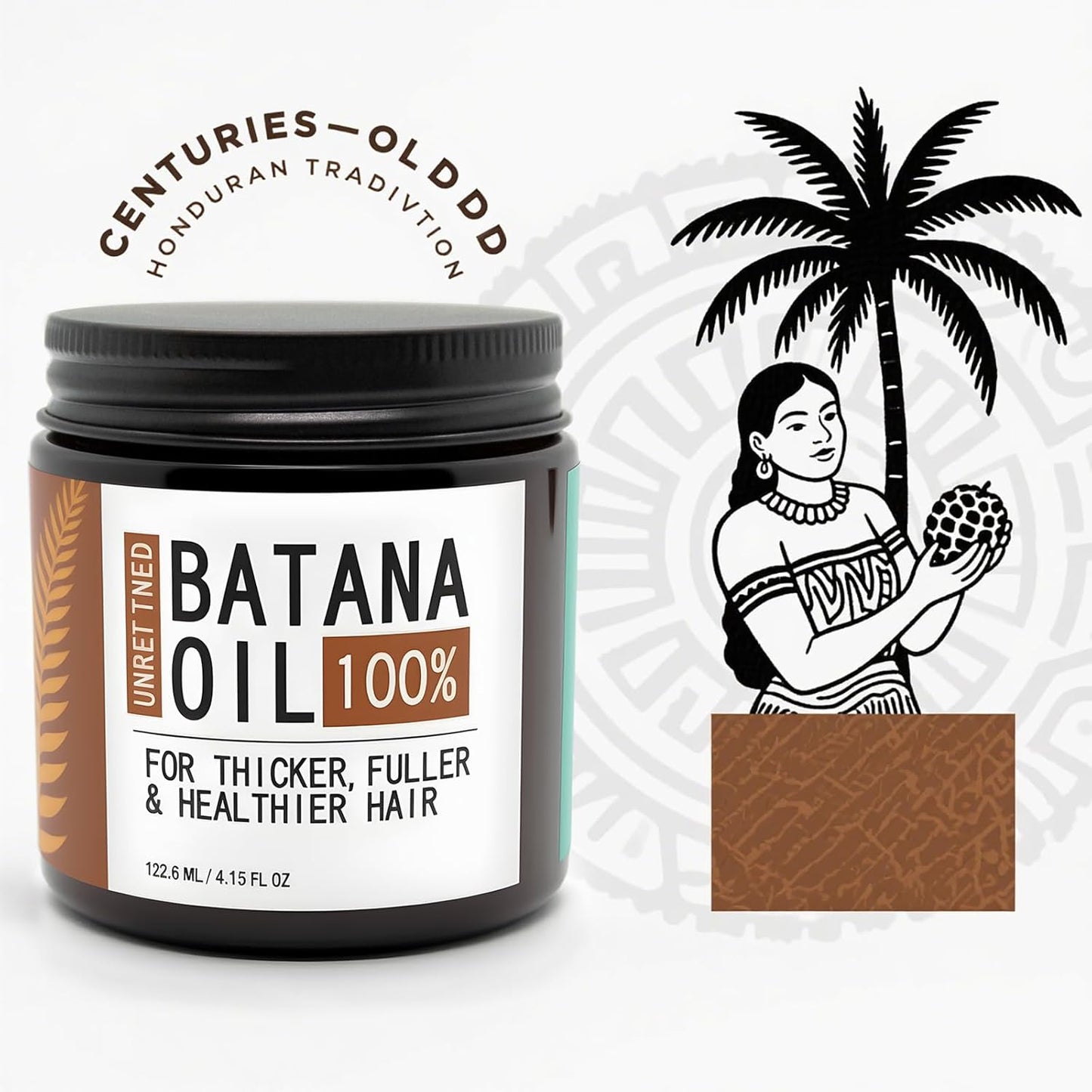 Raw Batana Oil for Hair Growth - Natural Hair Care with Pumpkin Seed & Coffee | Pleasant Aroma & Smooth Texture