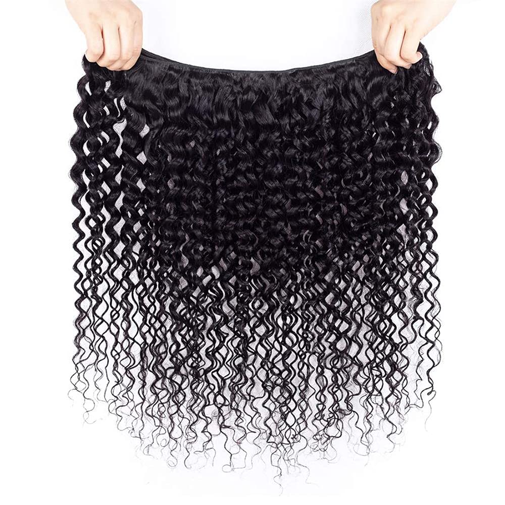 Curly Bundles Human Hair #1B Bundle Kinky Curly Human Hair Bundles Natural Black Bundle #1B Color Unprocessed Virgin Hair Extensions 16 18 20 Inch 150g