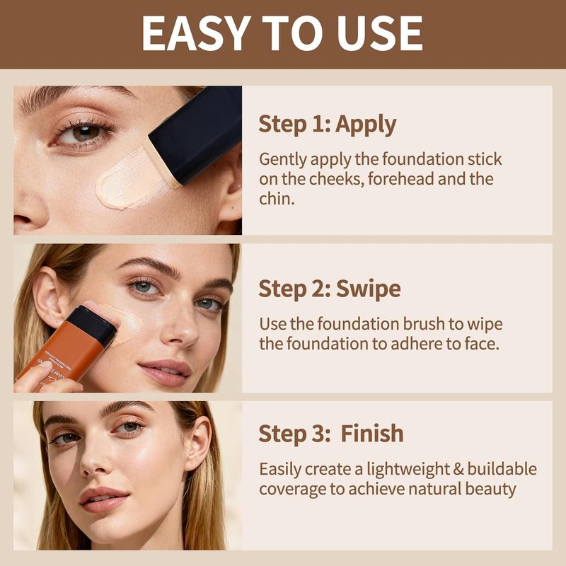 Full Coverage Foundation Stick - Water Resistant & Lightweight Makeup | Buildable Concealer for All Skin Tones