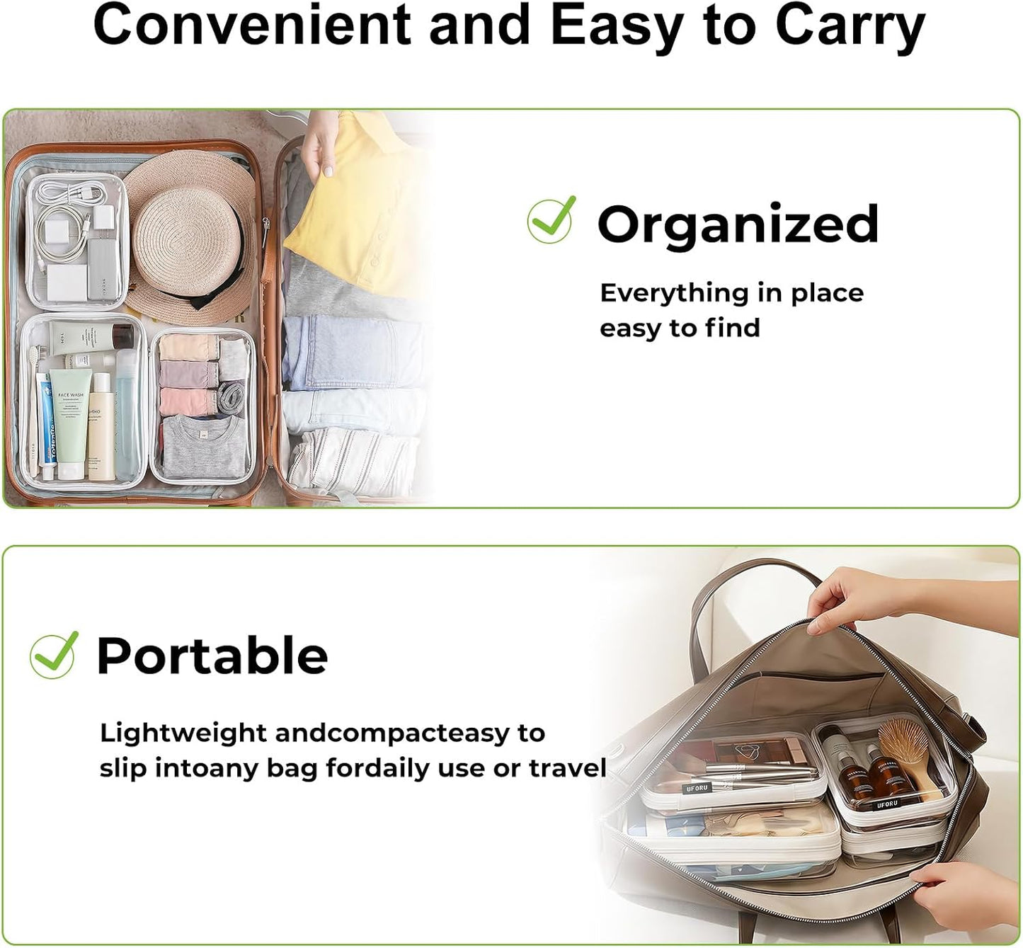 Clear Hard Shell Zipper Case - 3 Pack Portable Makeup & Toiletry Organizer | Ideal for Travel, Diaper Bags, Toys & Tech Supplies
