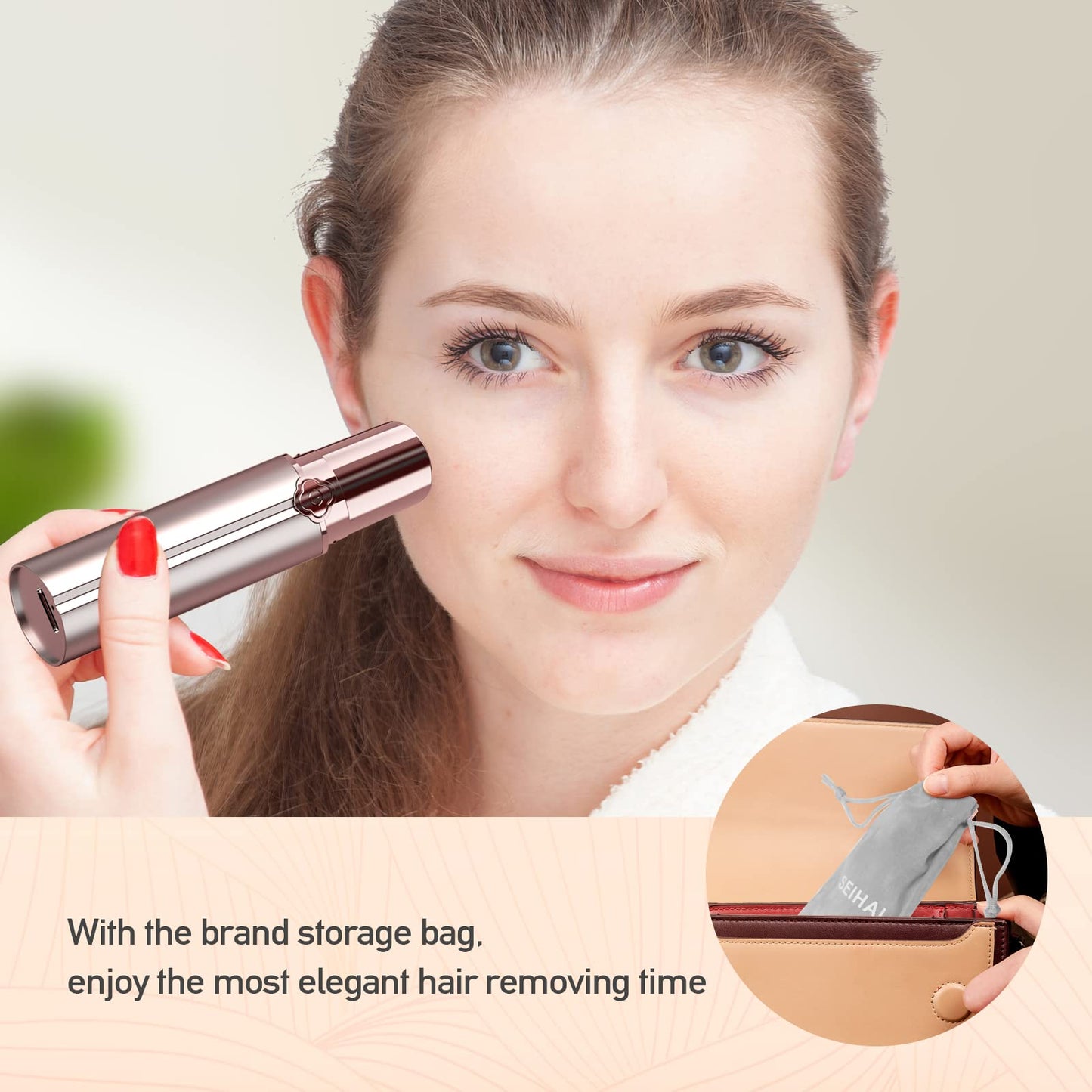 SEIHAI Hair Removal Device, Facial Hair Removal for Women, Rechargeable Hair Remover for Women, Facial Hair Remover for Face, Upper Lip, Chin, with a Branded Storage Bag