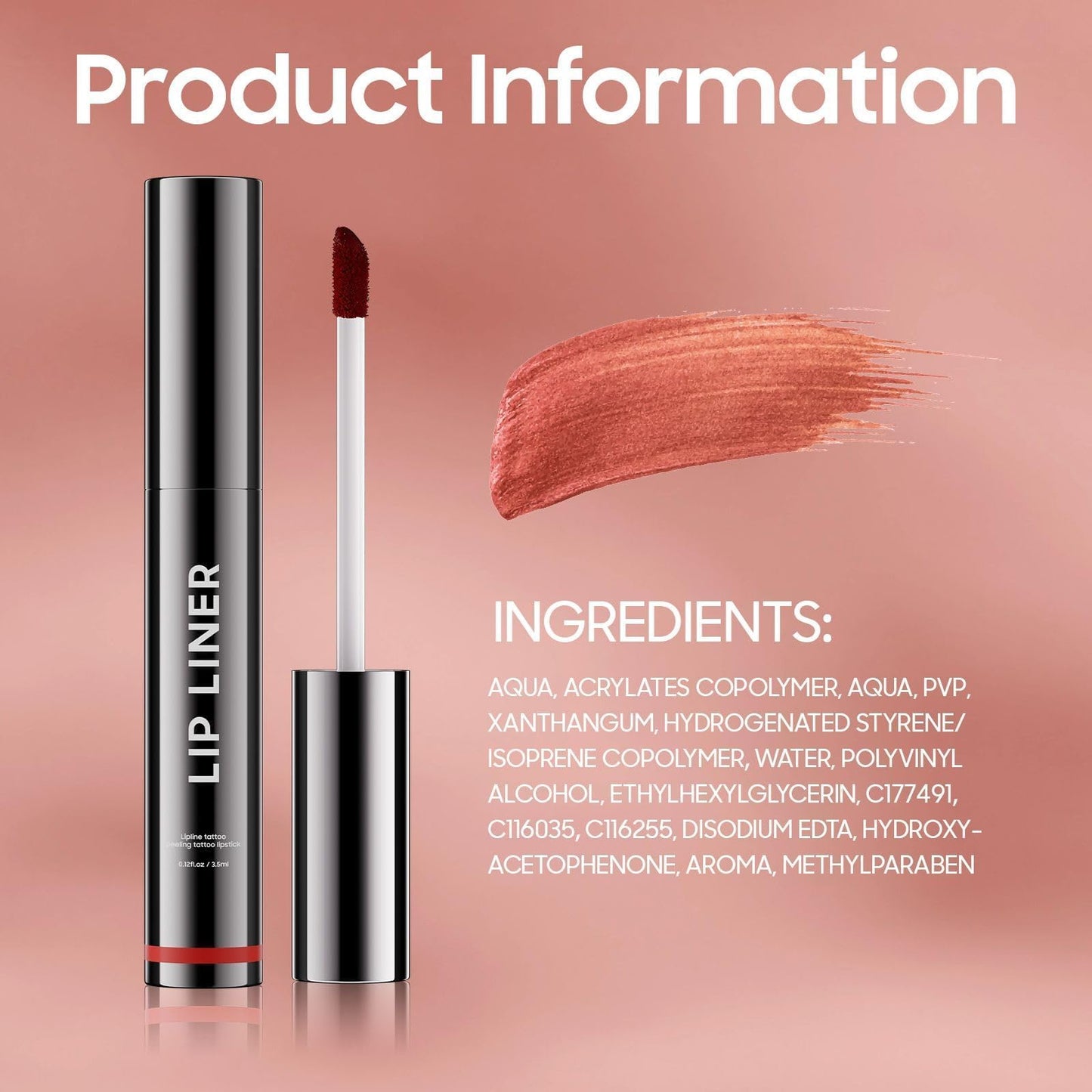 OETUIOW Peel Off Lip Stain Long-Lasting Waterproof, Moisturizing Lip Liner Stain Natural Lip Color, Lip Liner Peel Off Stain Enhancing Complexion for Women Girls (Rose)